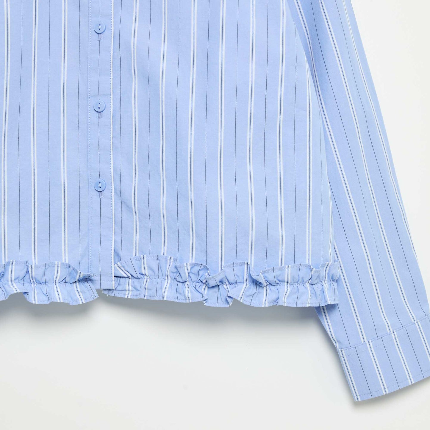 Poplin Shirt with Ruffled Hem BLUE