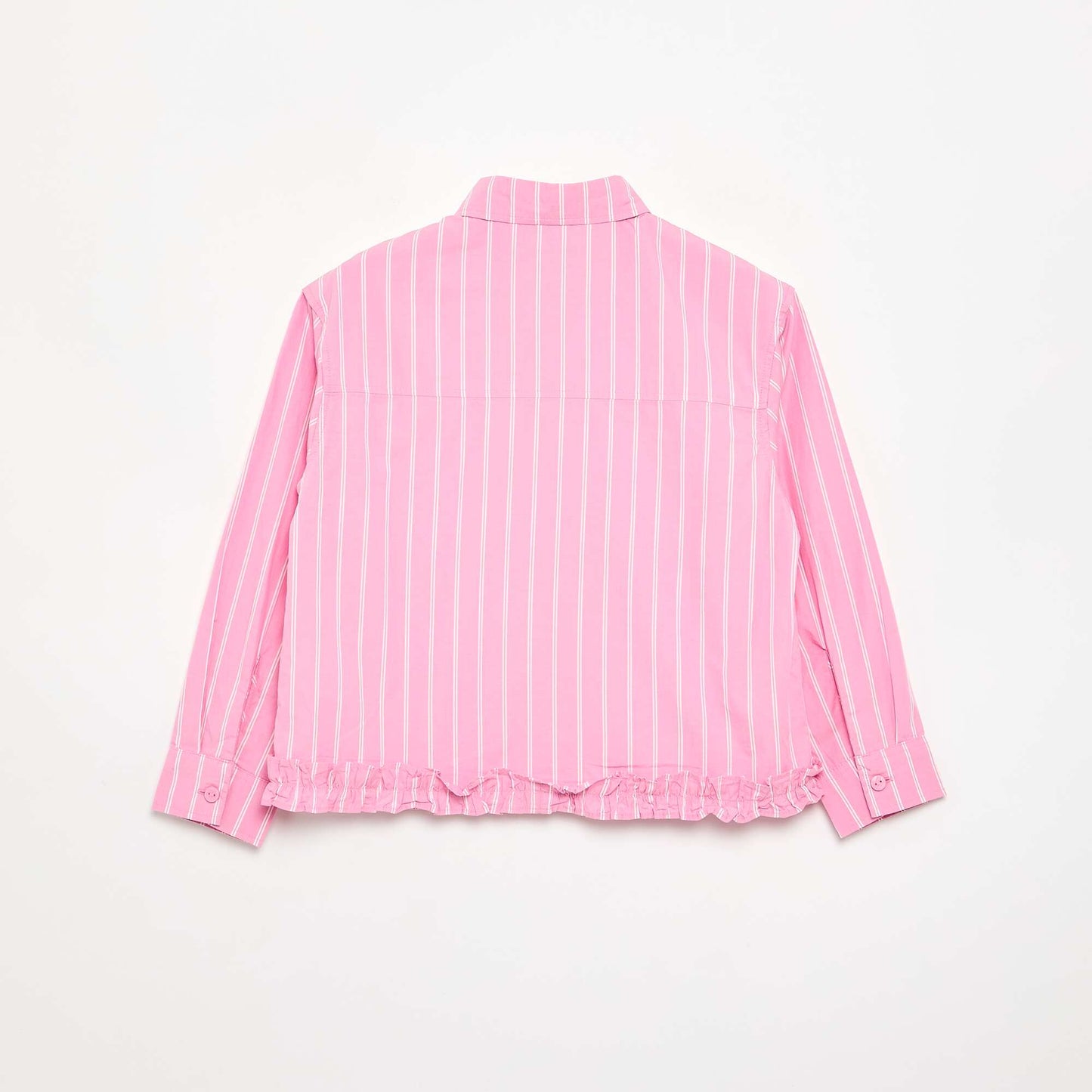 Poplin Shirt with Ruffled Hem PINK