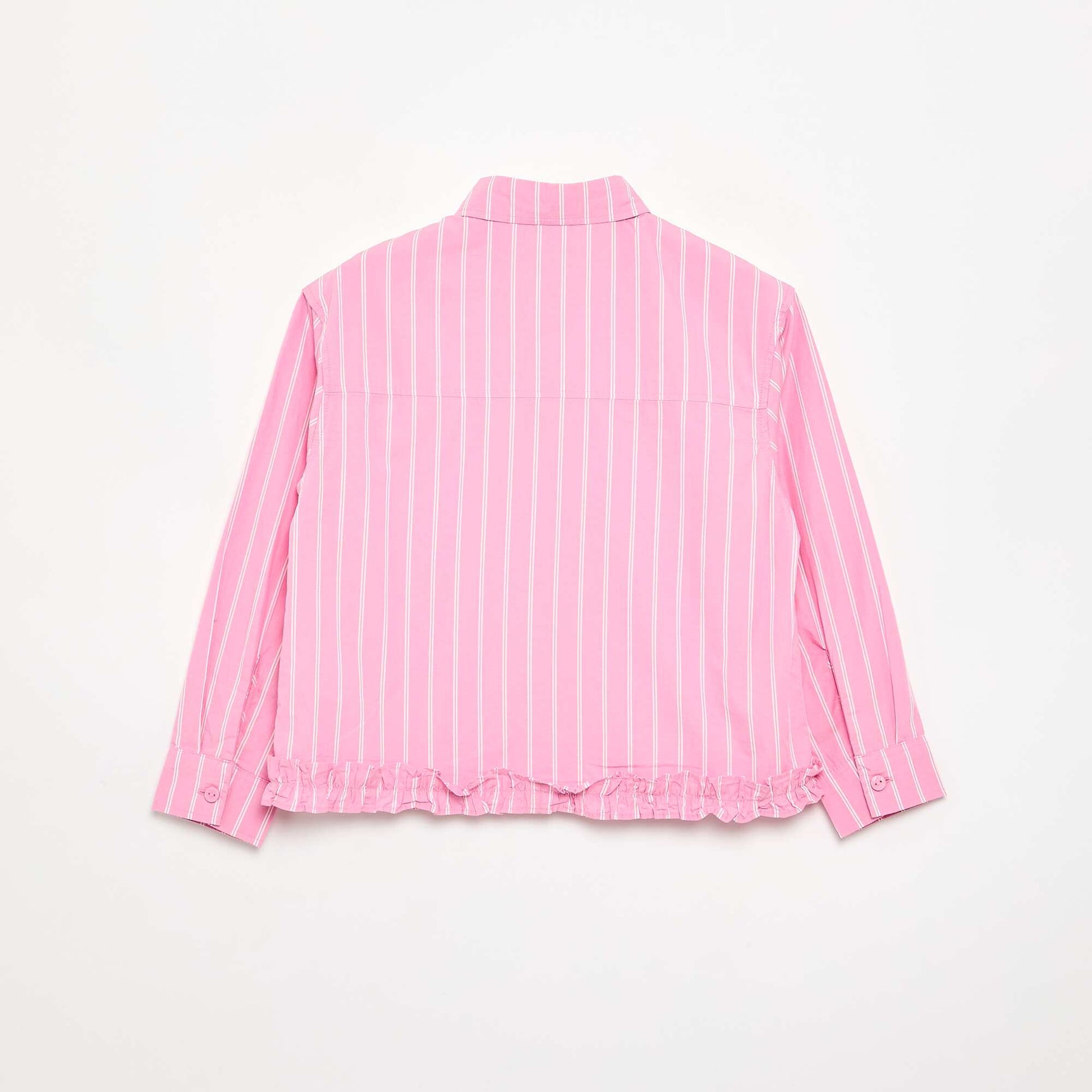 Poplin Shirt with Ruffled Hem PINK