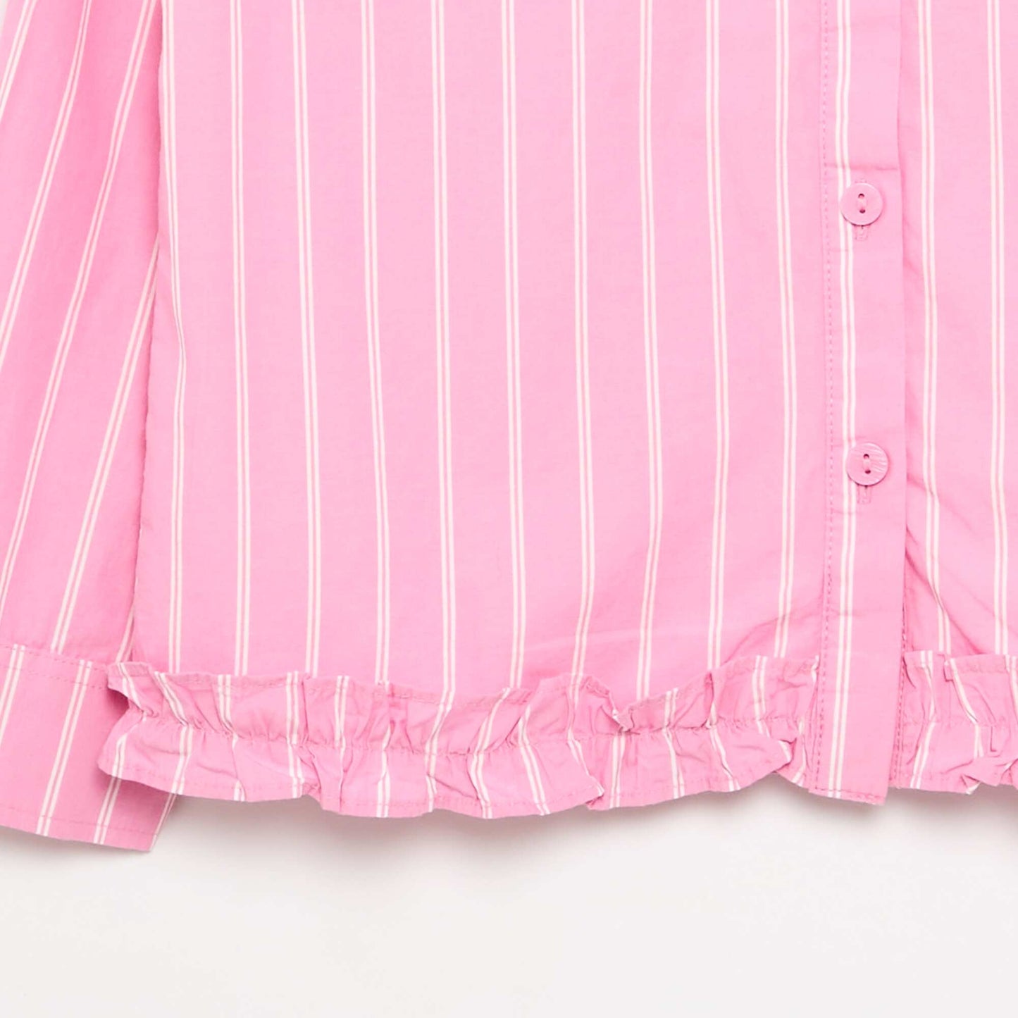 Poplin Shirt with Ruffled Hem PINK