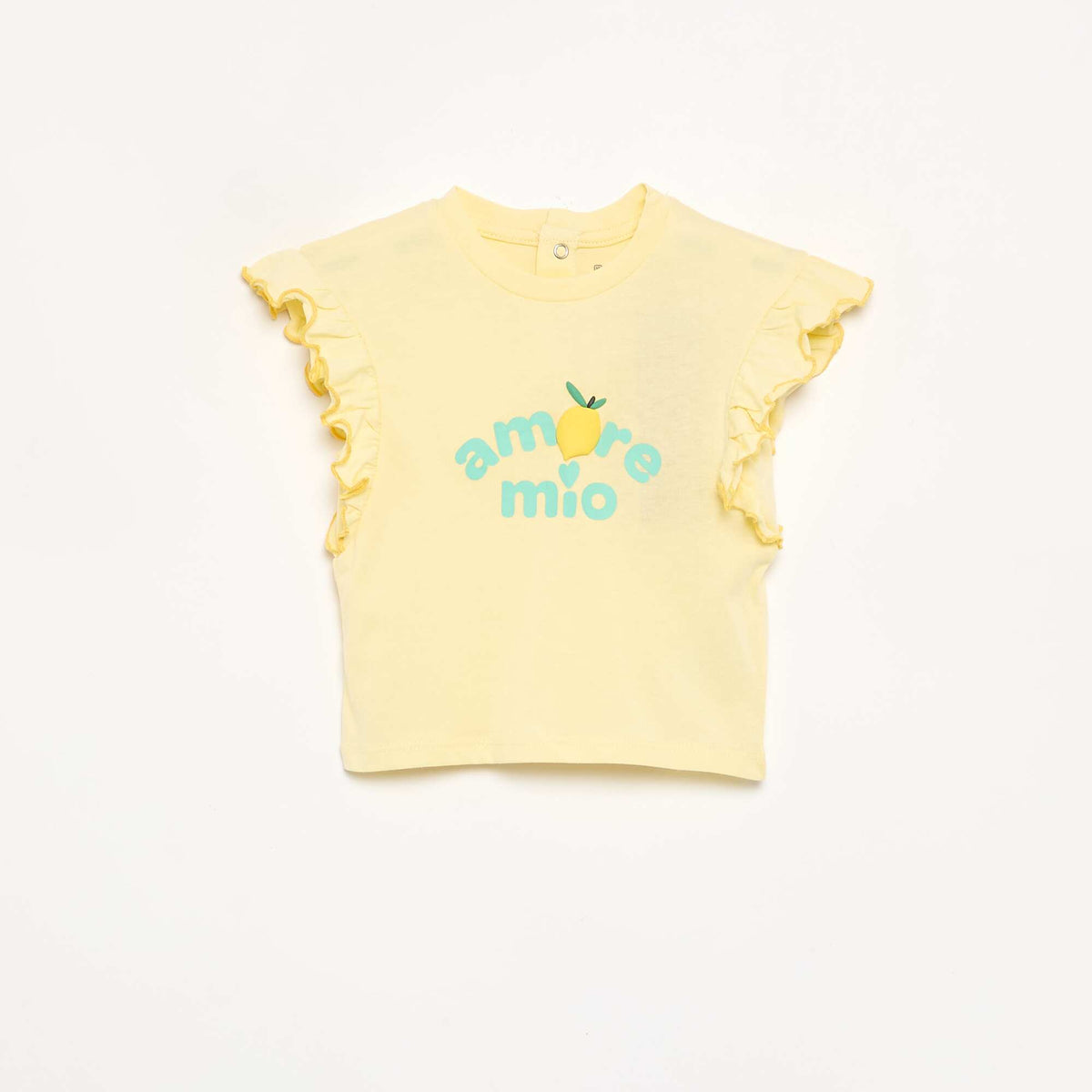 Short-sleeved T-shirt with ruffled shoulders YELLOW
