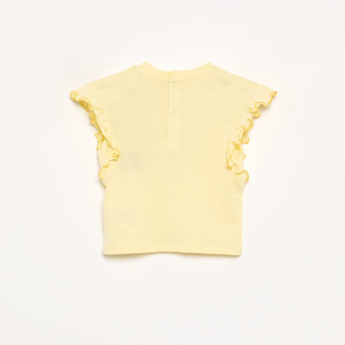 Short-sleeved T-shirt with ruffled shoulders YELLOW