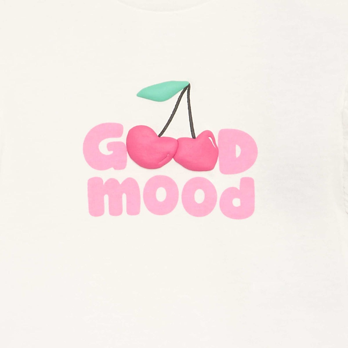 Short-sleeved T-shirt with ruffled shoulders WHITE