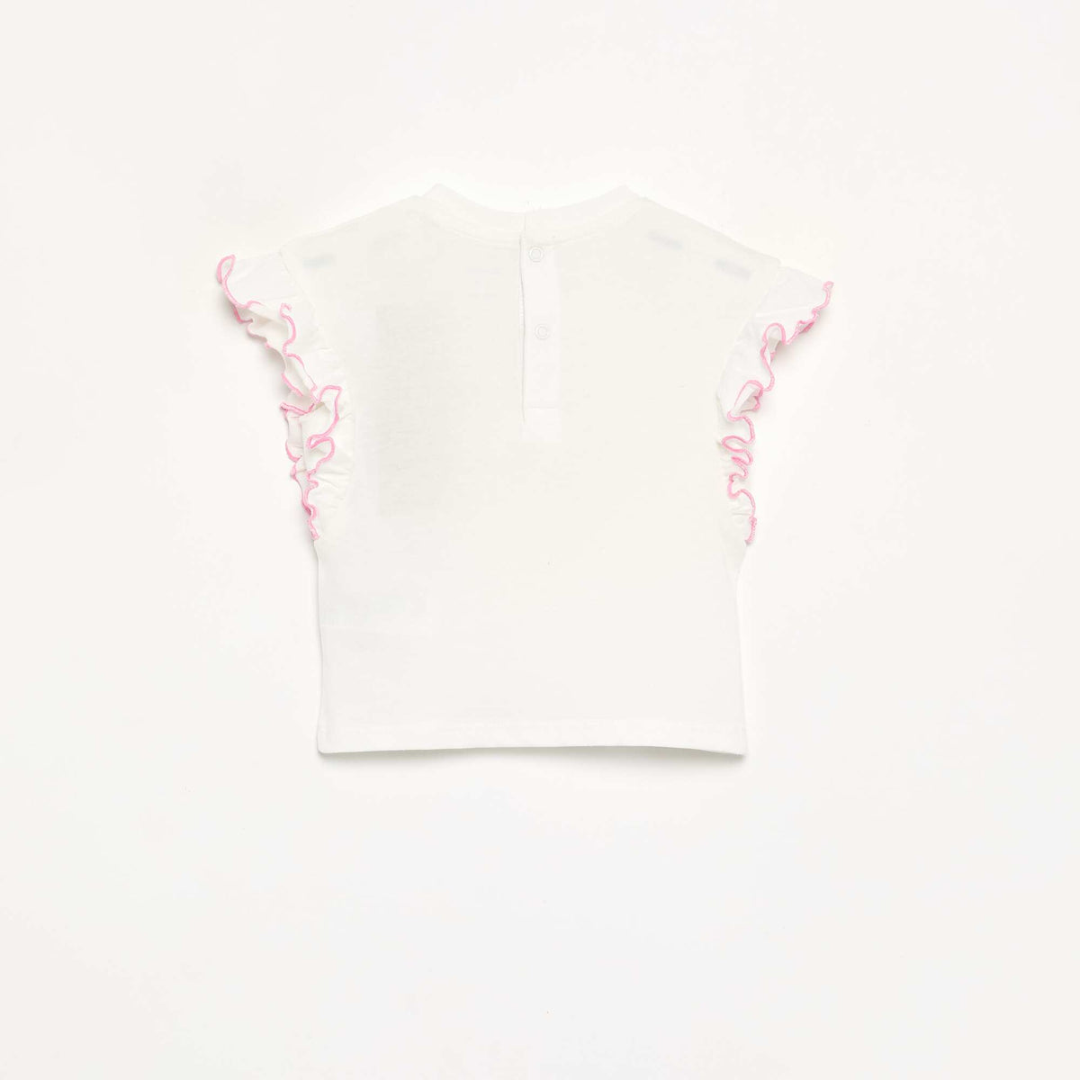Short-sleeved T-shirt with ruffled shoulders WHITE