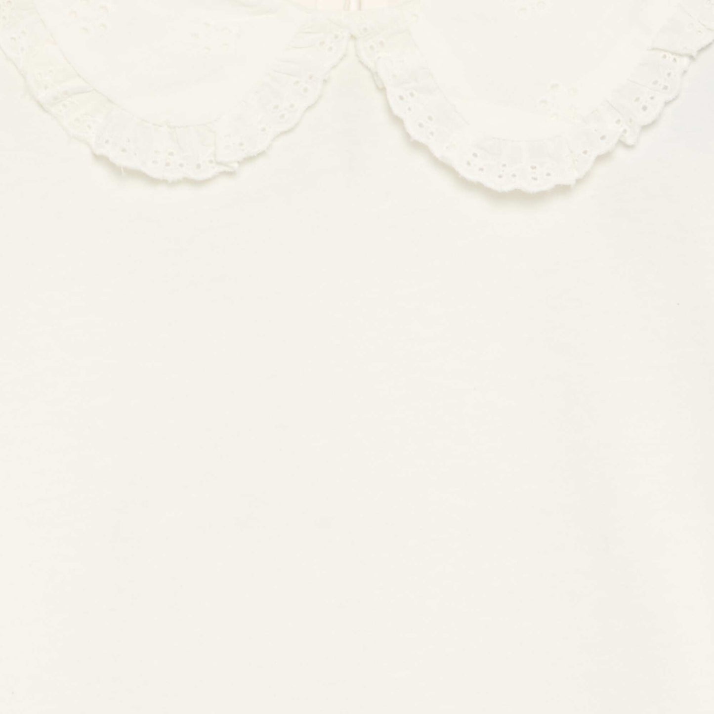 Long-sleeved T-shirt with broderie anglaise collar WHITE