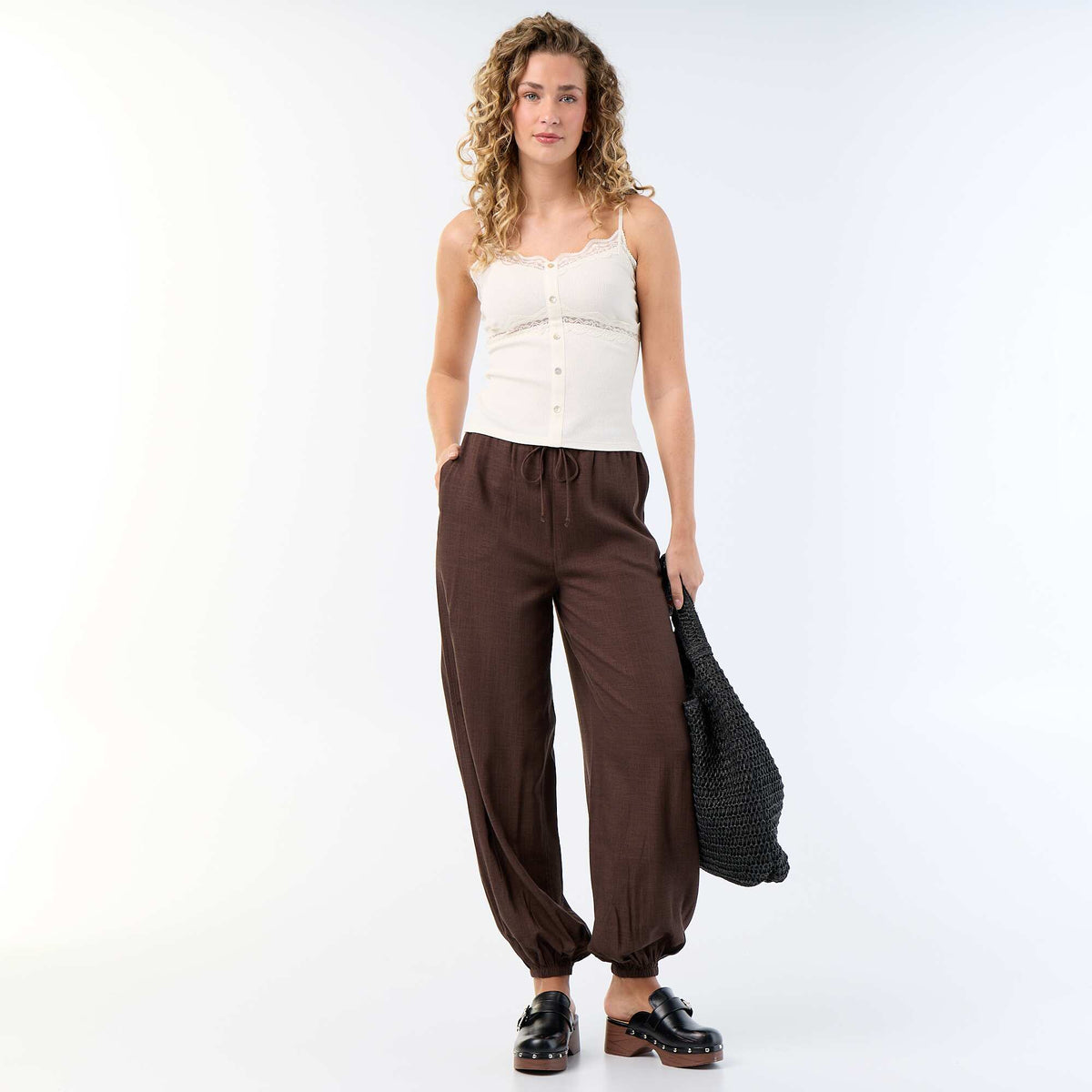 Ribbed Camisole with Straps WHITE