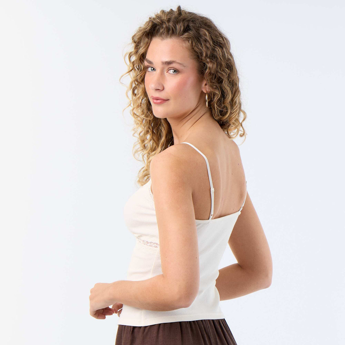 Ribbed Camisole with Straps WHITE