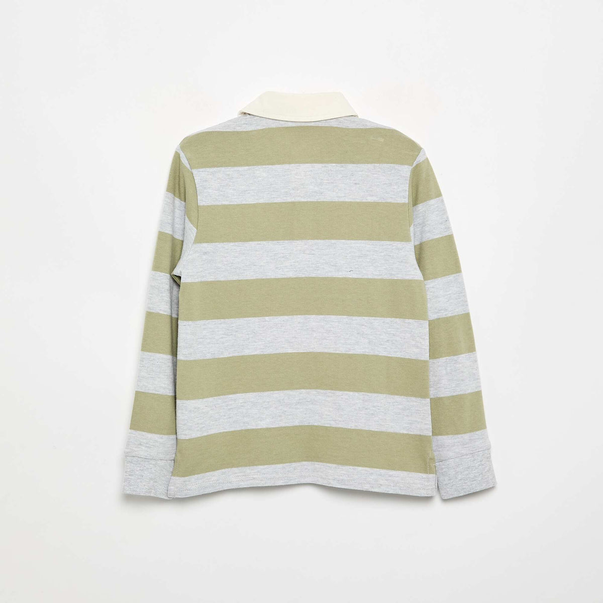 Striped Polo Shirt with Contrast Collar GREEN