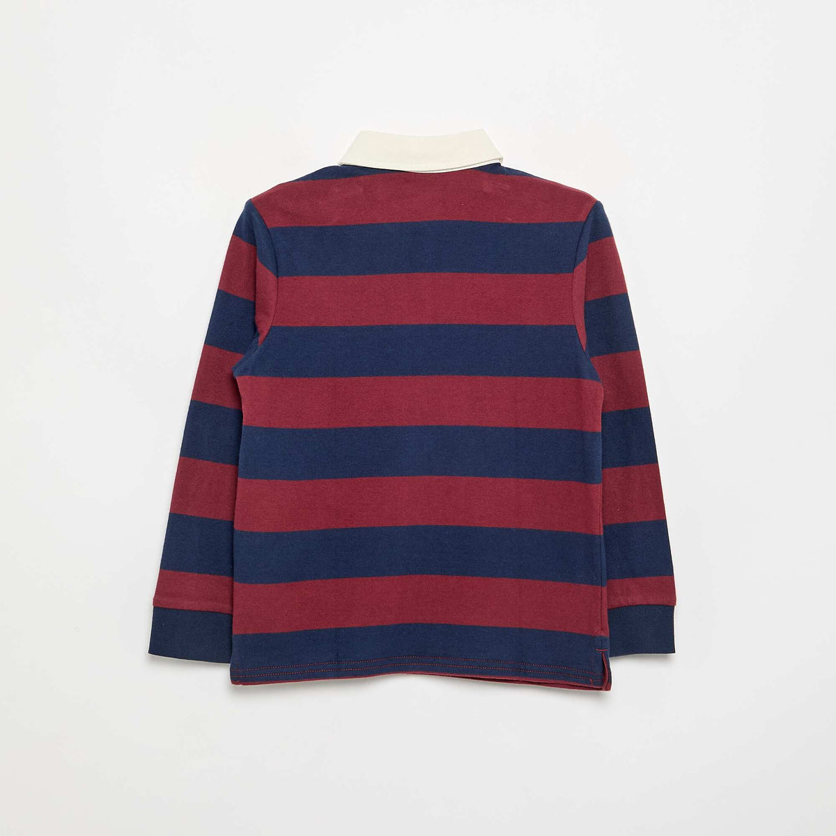 Striped Polo Shirt with Contrast Collar RED