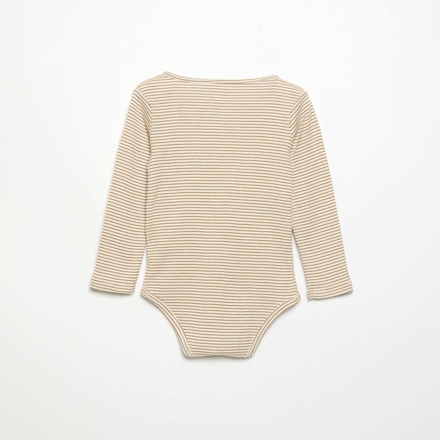 Long-sleeved button-neck bodysuit BROWN