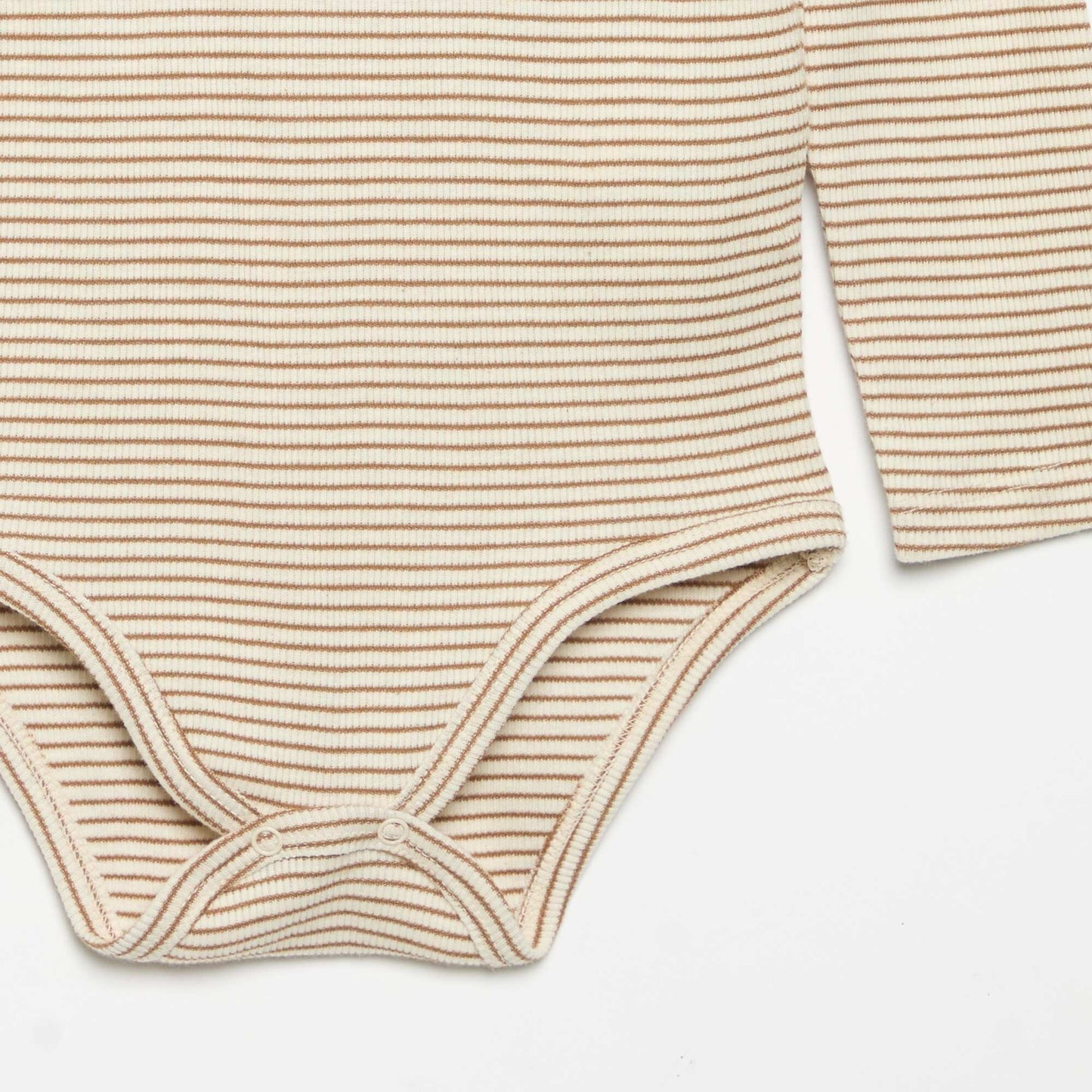Long-sleeved button-neck bodysuit BROWN