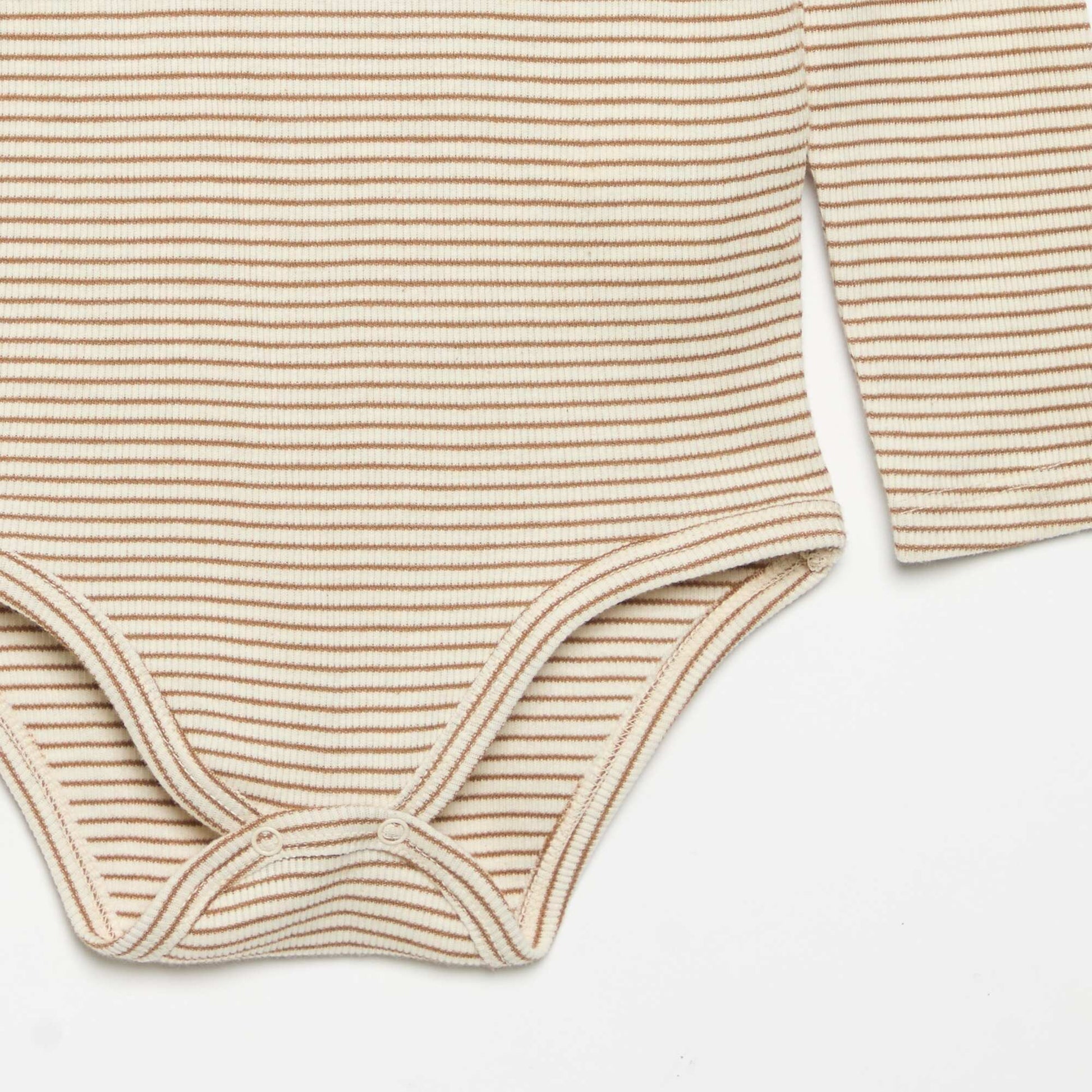 Long-sleeved button-neck bodysuit BROWN