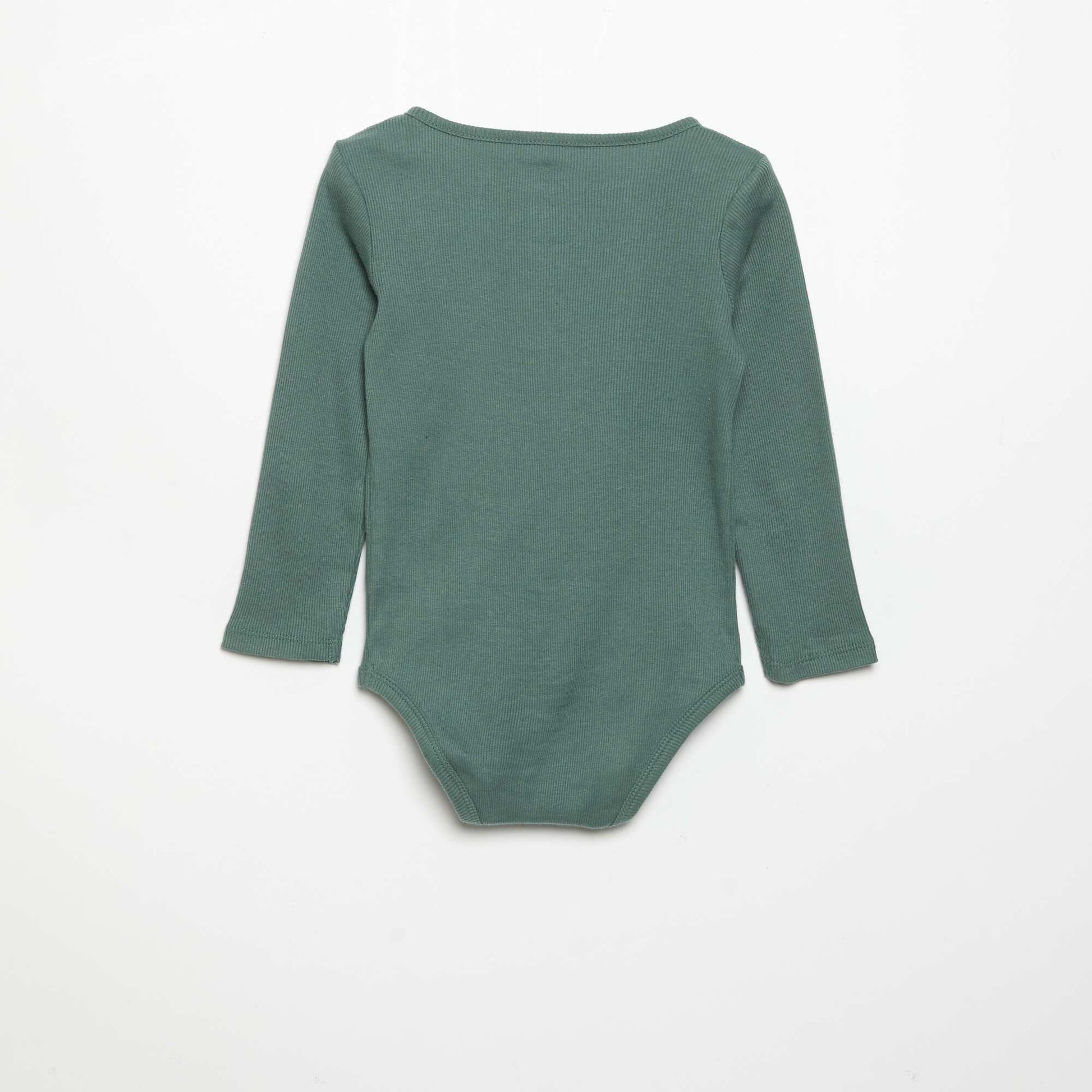 Long-sleeved bodysuit with buttoned collar GREEN