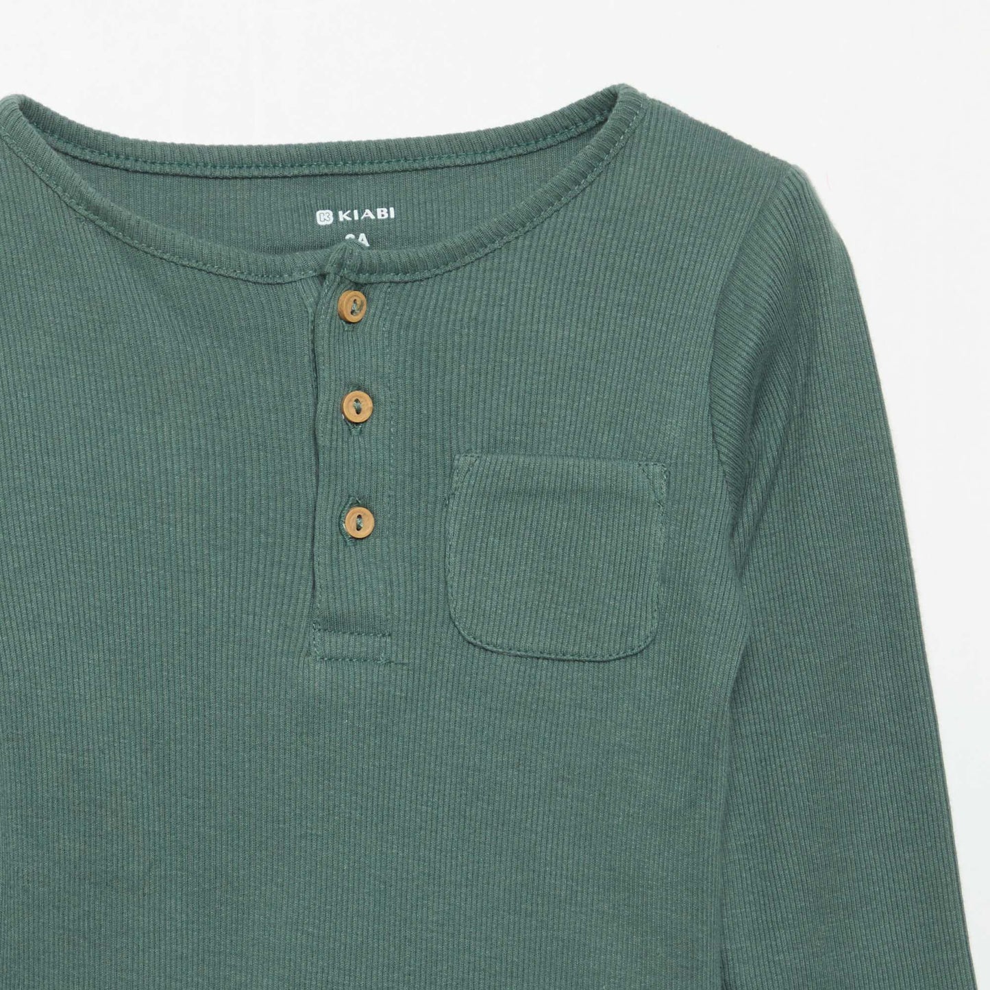 Long-sleeved bodysuit with buttoned collar GREEN