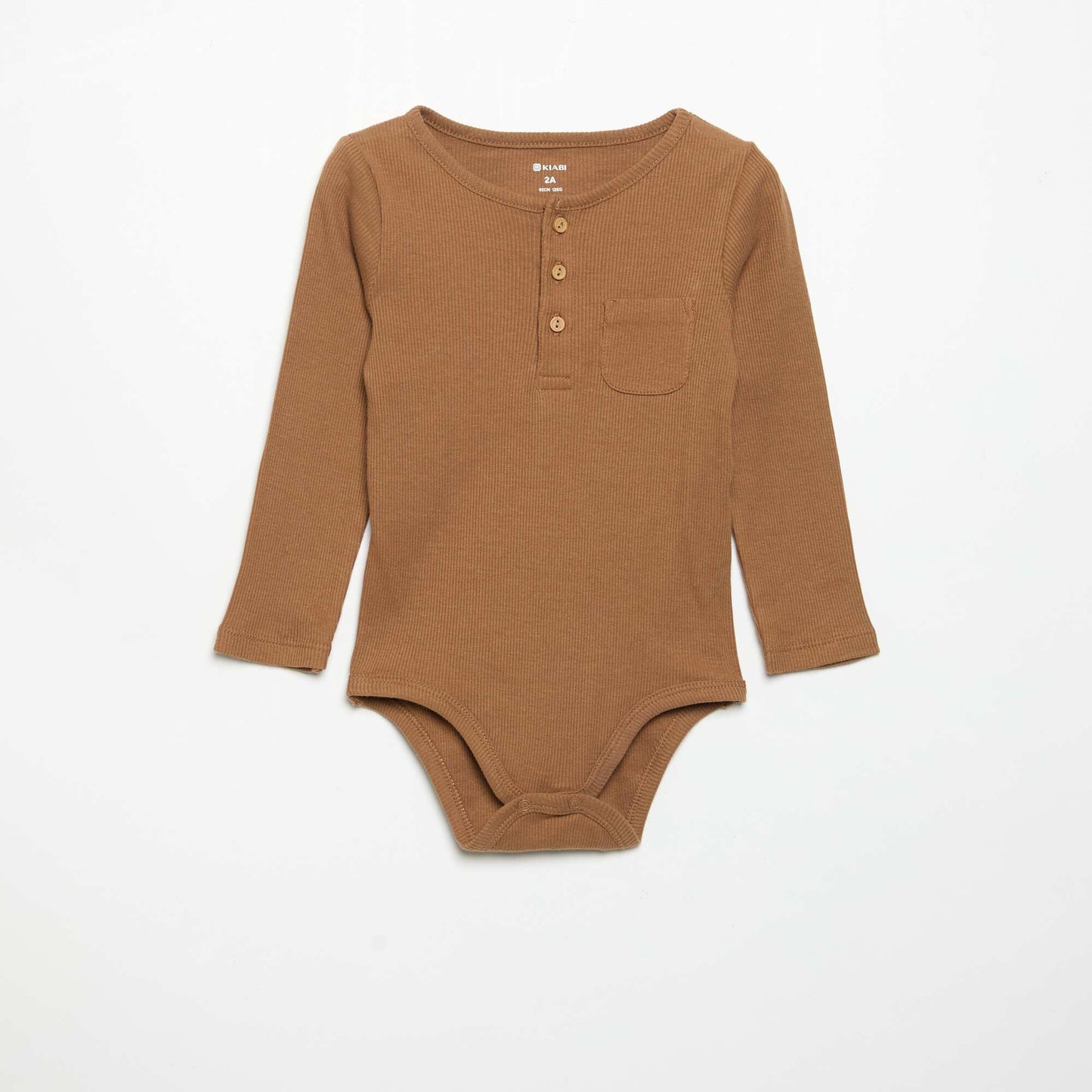 Long-sleeved bodysuit with buttoned collar BEIGE