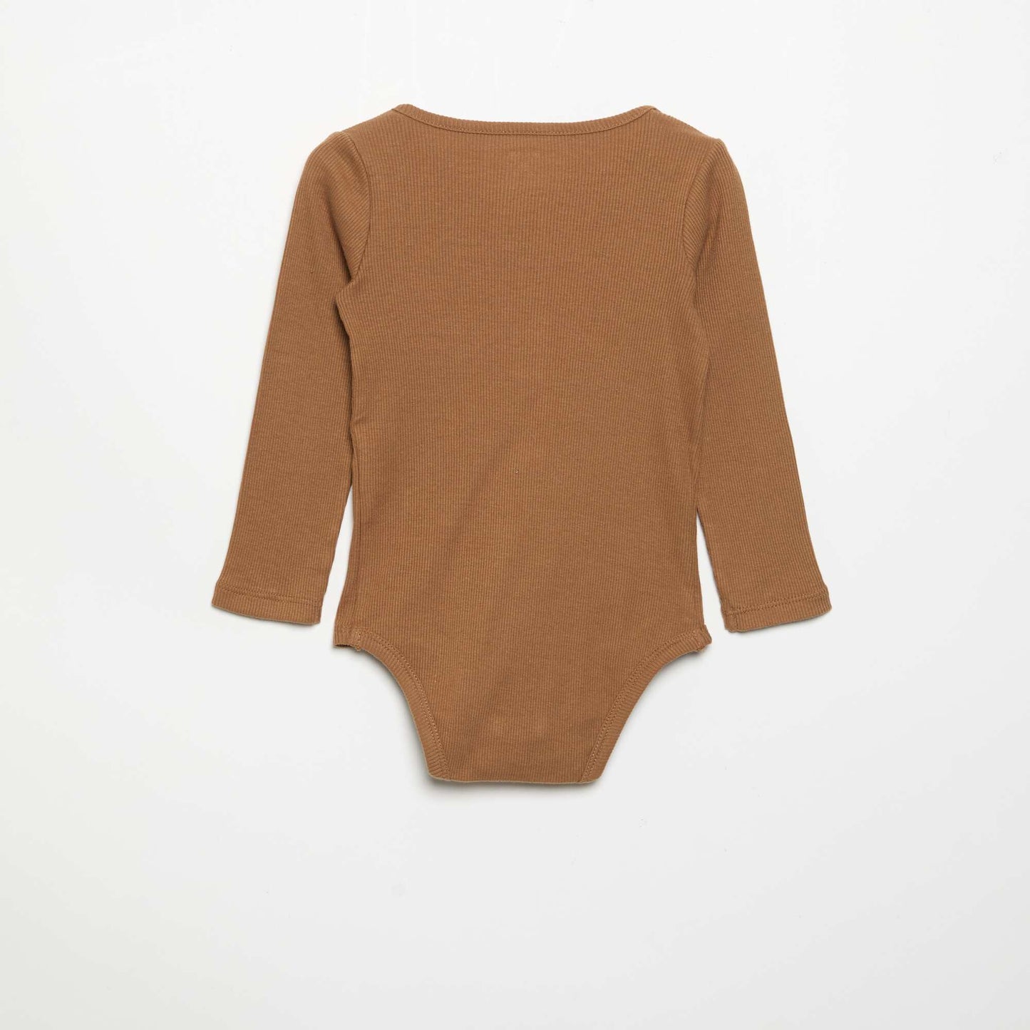 Long-sleeved bodysuit with buttoned collar BEIGE