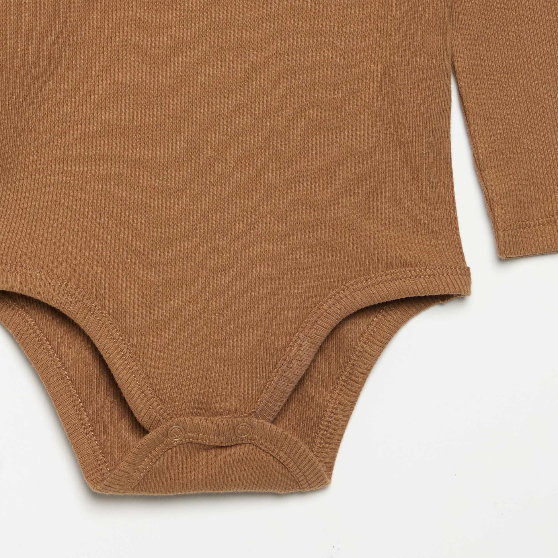 Long-sleeved bodysuit with buttoned collar BEIGE