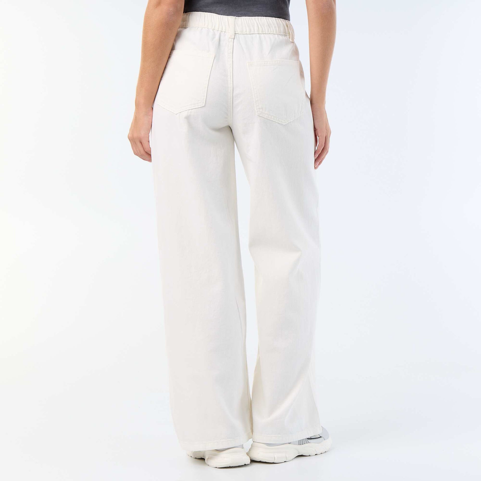 Wide-leg jeans with tie belt BEIGE