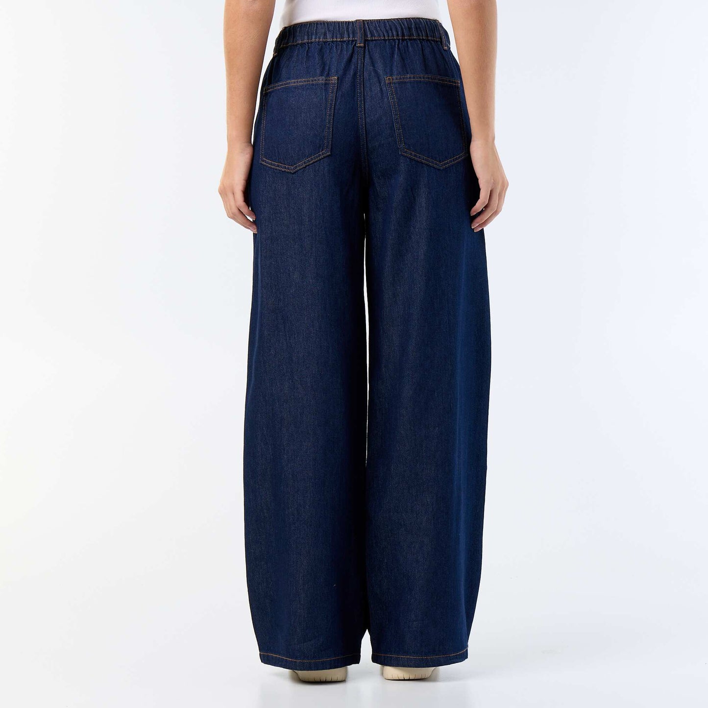 Wide-leg jeans with tie belt BLUE
