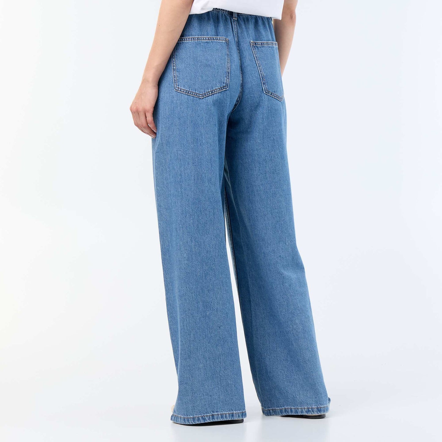 Wide-leg jeans with tie belt BLUE