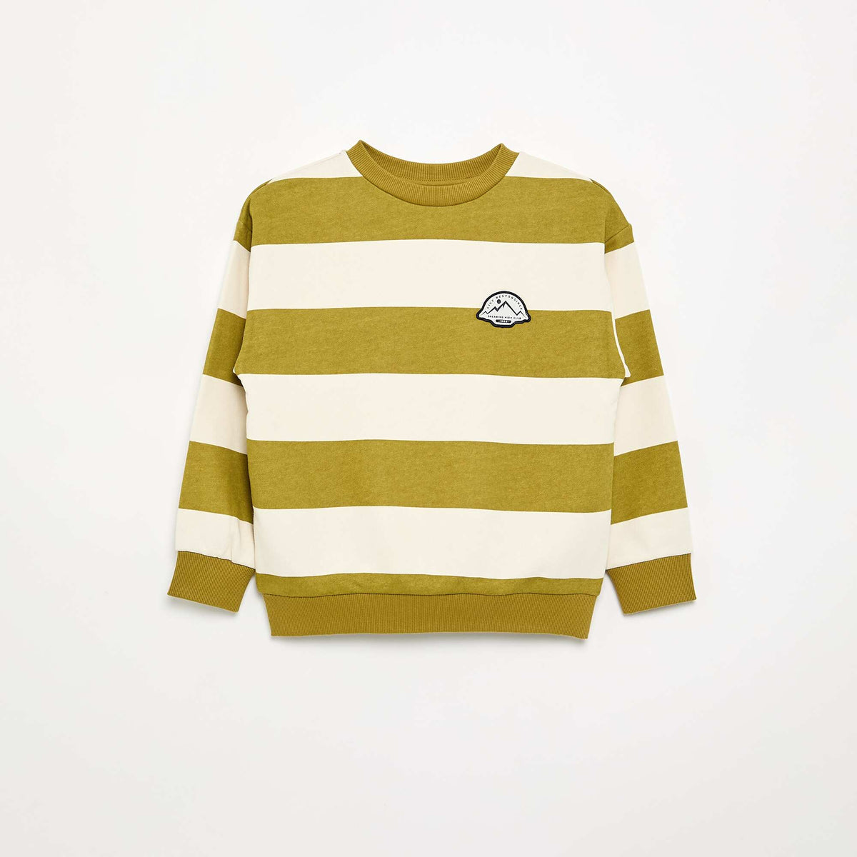 Striped Unbrushed Fleece Sweatshirt KHAKI