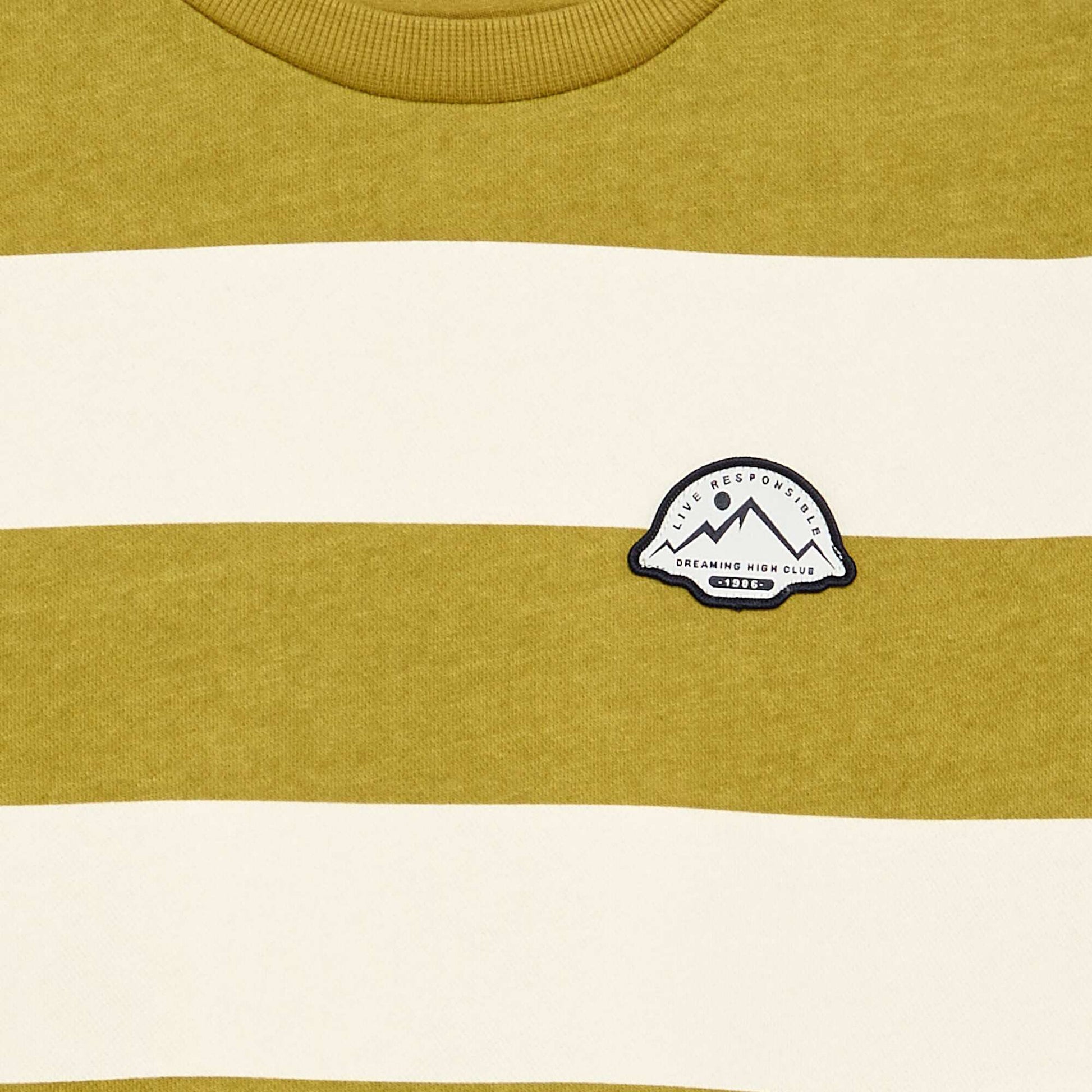 Striped Unbrushed Fleece Sweatshirt KHAKI