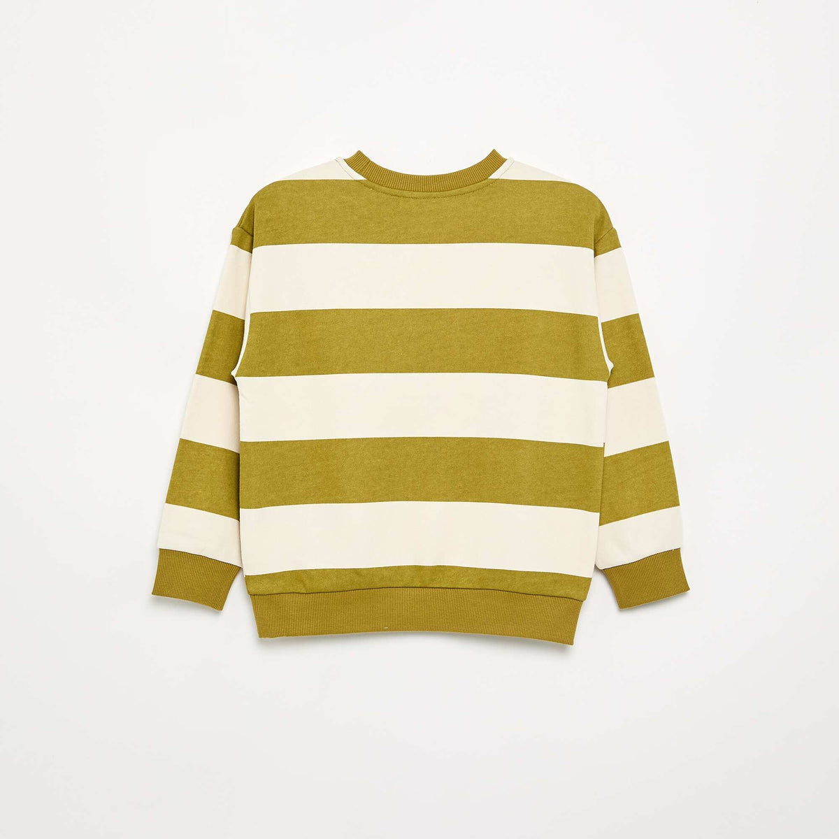 Striped Unbrushed Fleece Sweatshirt KHAKI