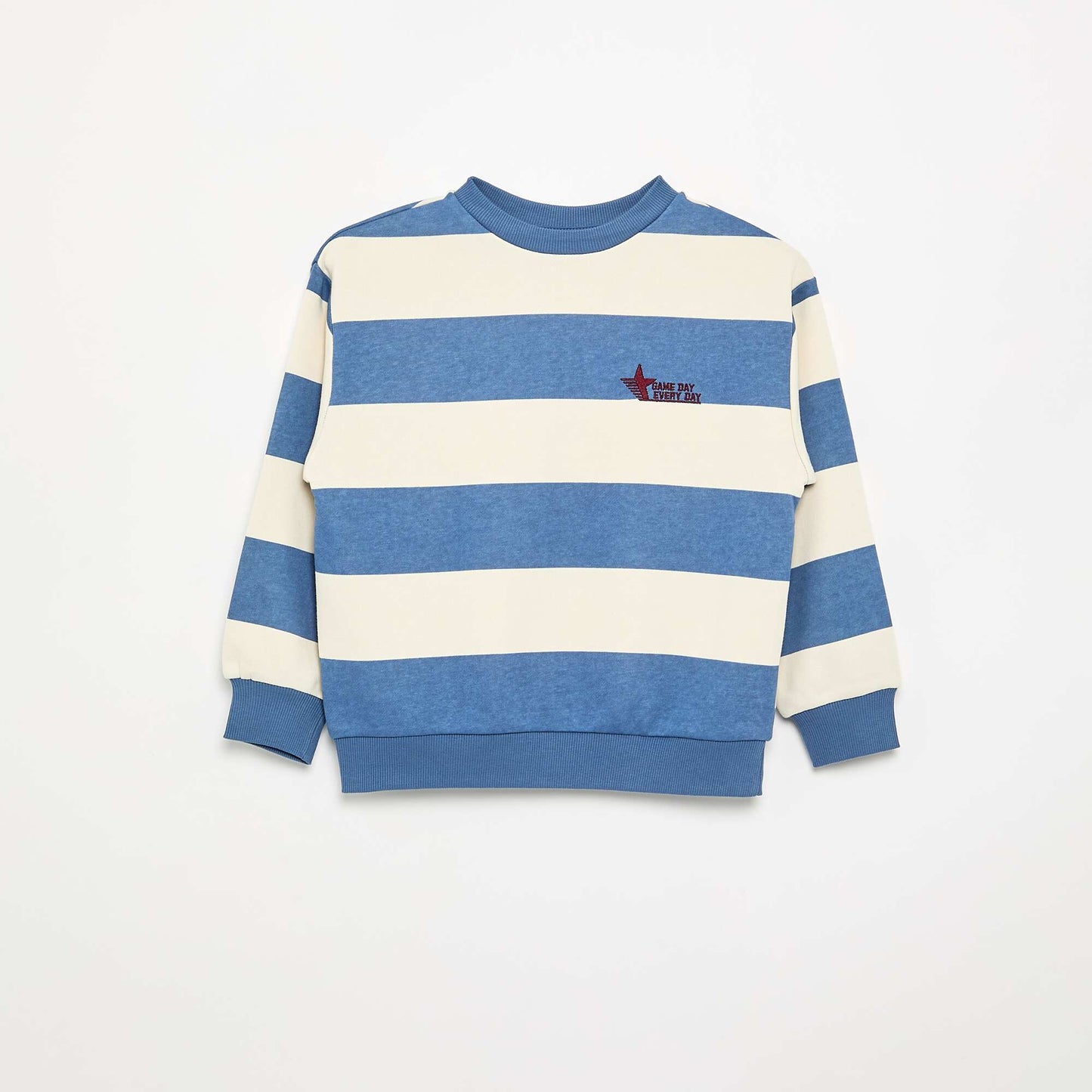 Striped Unbrushed Fleece Sweatshirt WHITE