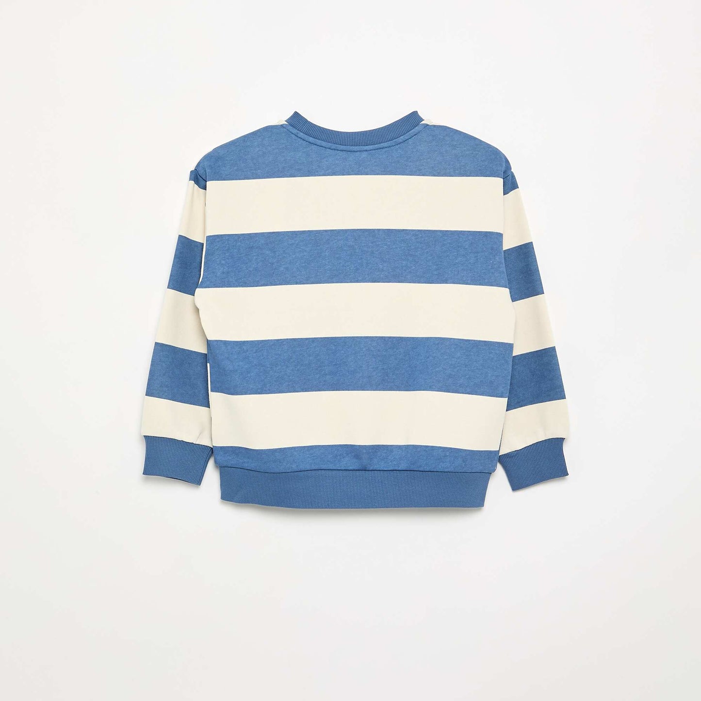 Striped Unbrushed Fleece Sweatshirt WHITE