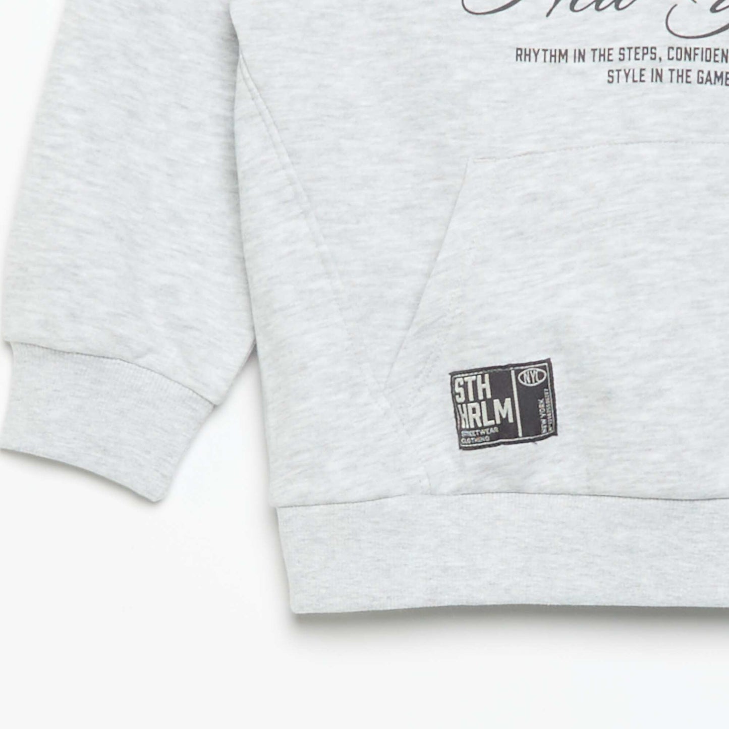 2-Piece Hooded Zip-Up Sweatshirt & Joggers Set GREY