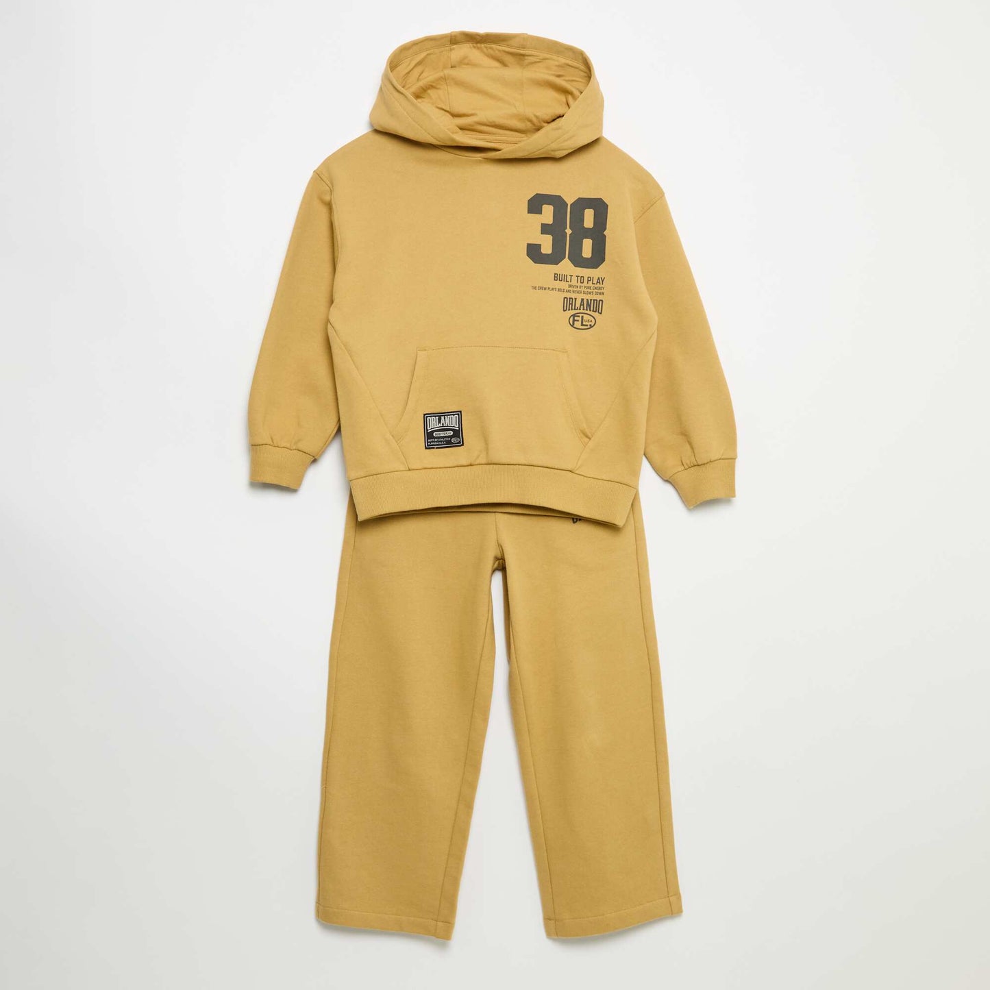 2-Piece Hooded Zip-Up Sweatshirt & Joggers Set YELLOW