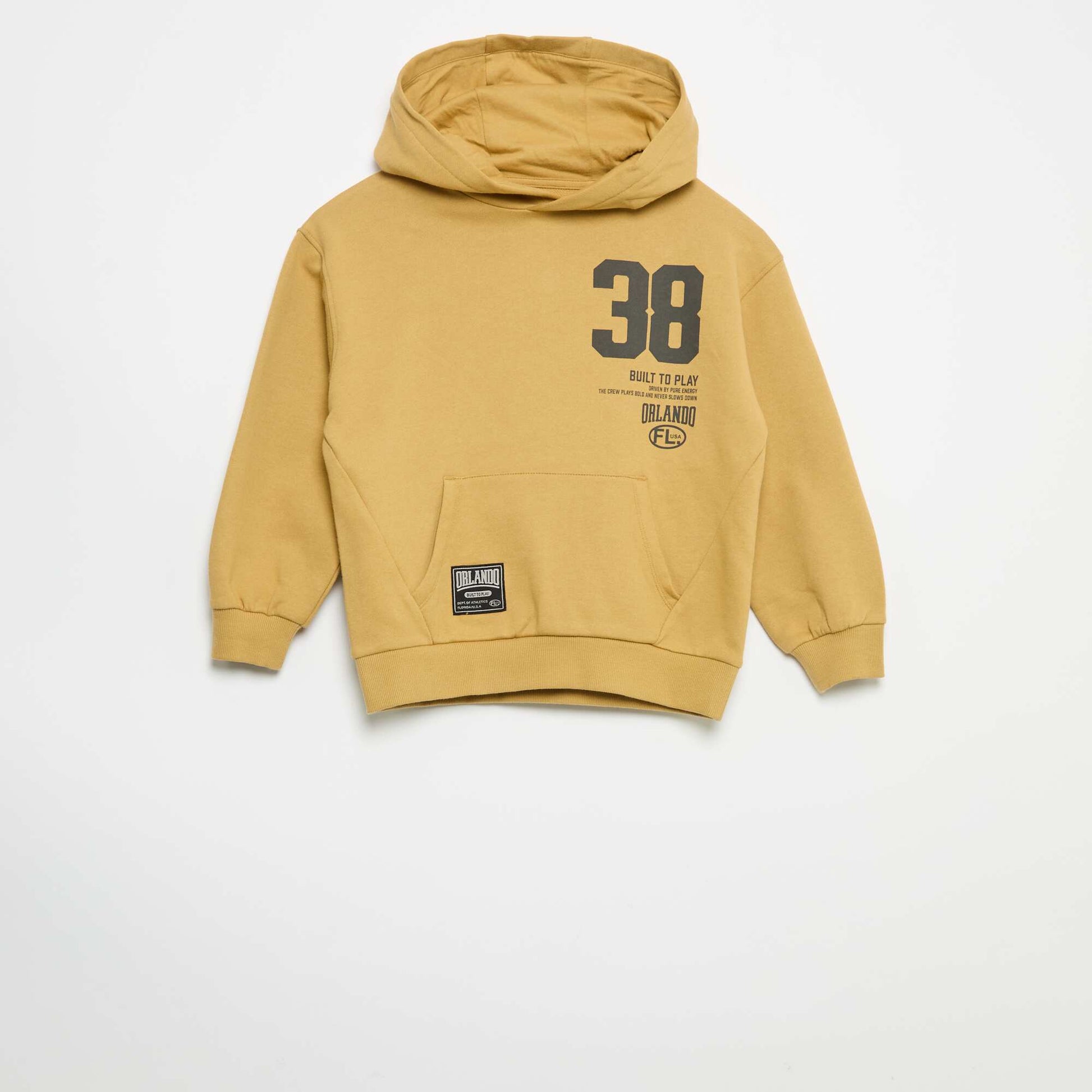 2-Piece Hooded Zip-Up Sweatshirt & Joggers Set YELLOW
