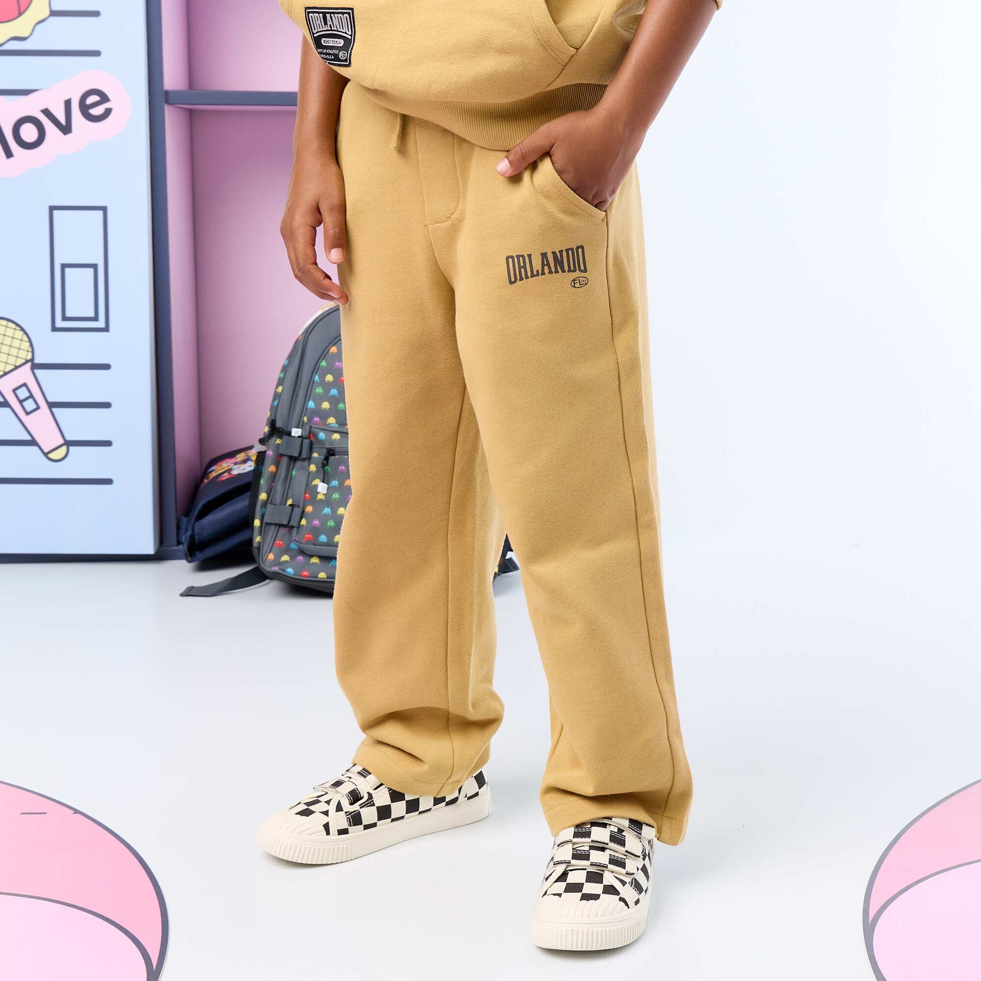 2-Piece Hooded Zip-Up Sweatshirt & Joggers Set YELLOW