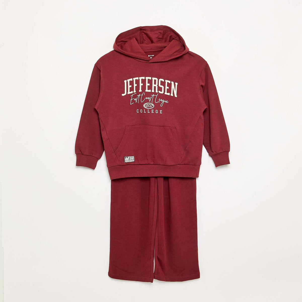 2-Piece Hooded Zip-Up Sweatshirt and Jogging Bottoms Set RED