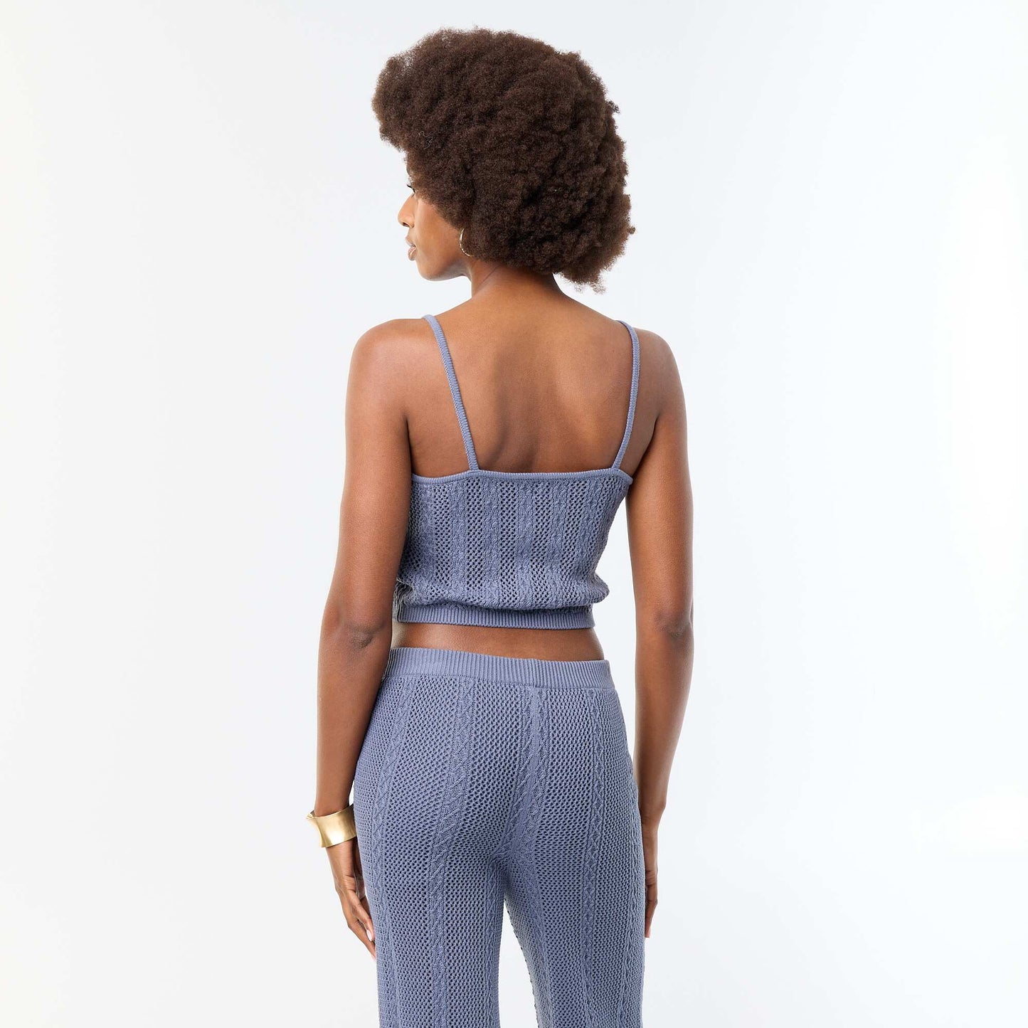 Crocheted tank top with embroidered flowers GREY