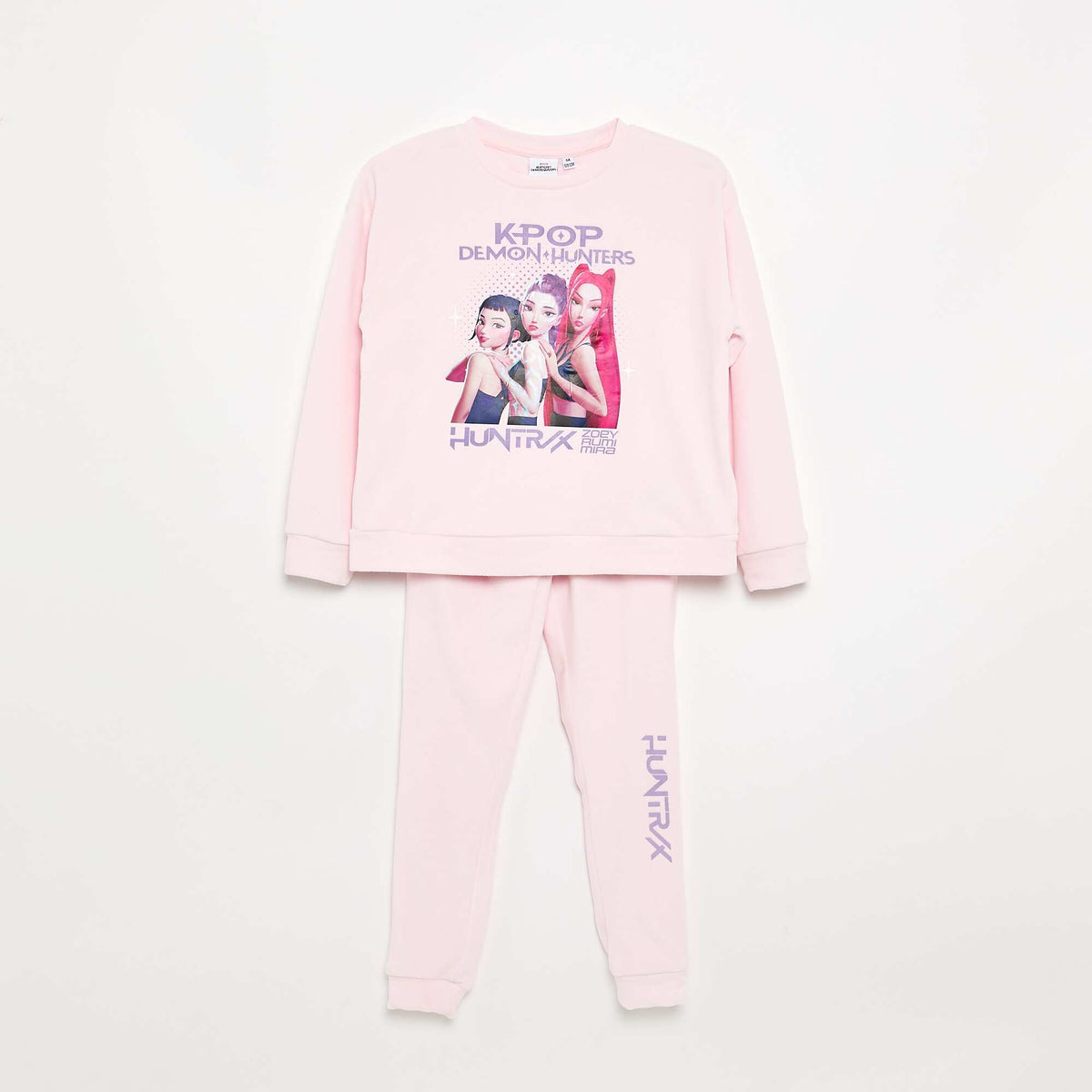 'KPop Demon Hunters' 2-piece Pajamas - Long-sleeved T-shirt + Pants PINK