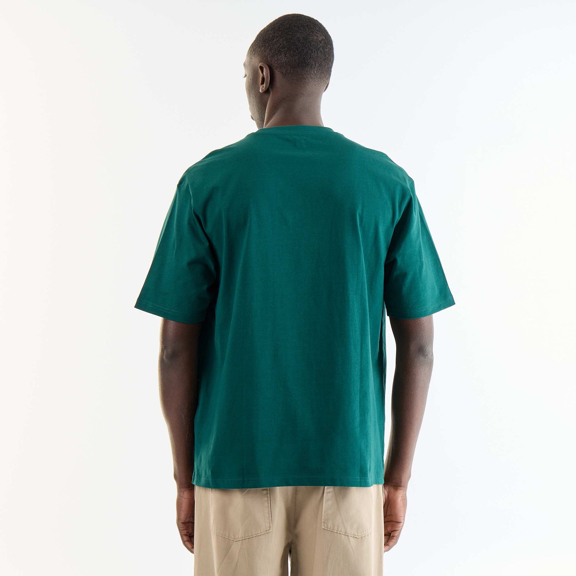 Solid short-sleeved T-shirt with sewn patches GREEN