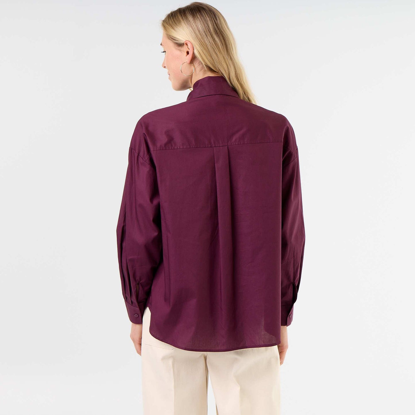 Loose long-sleeved shirt with pussy-bow collar PINK