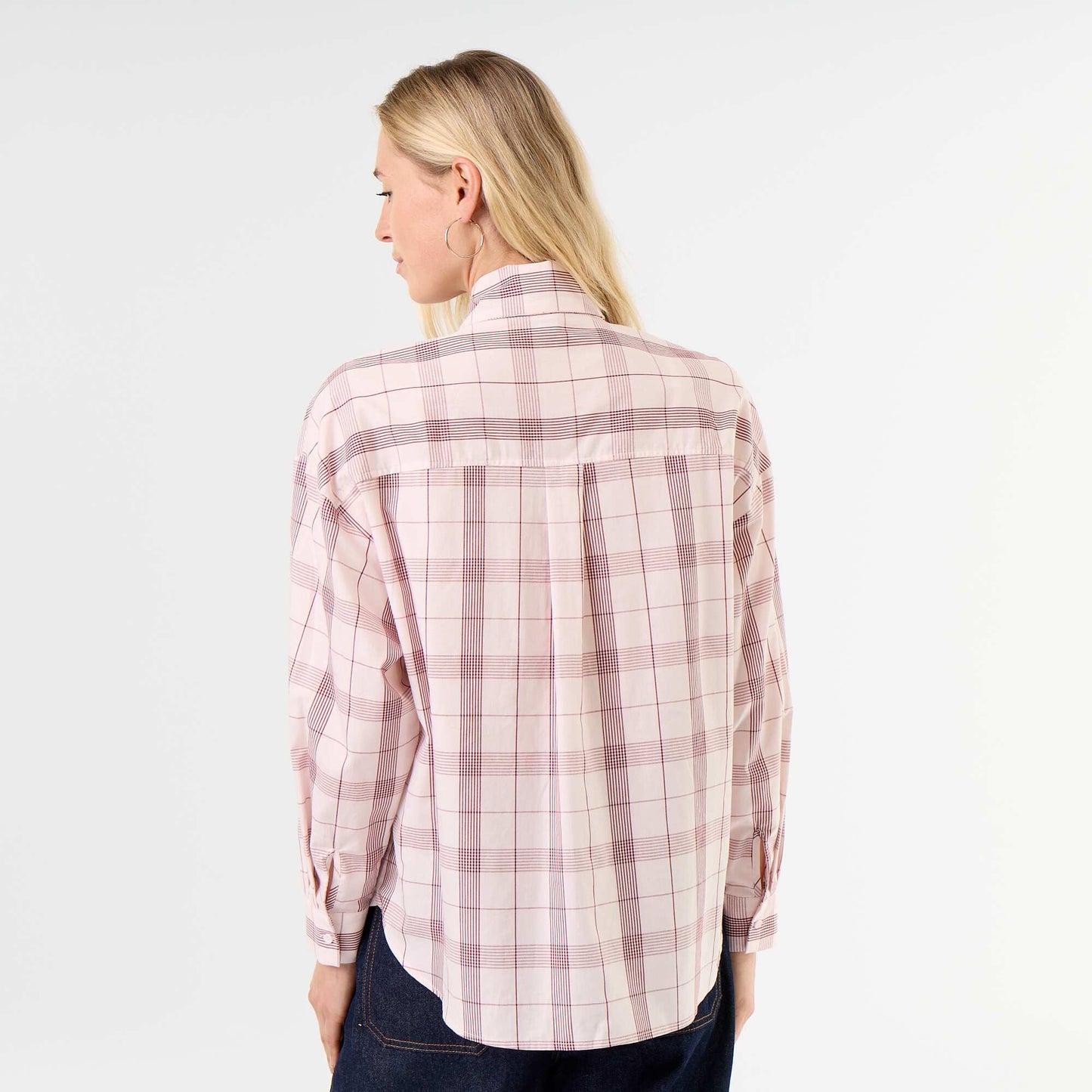 Loose Long-Sleeved Shirt with Pussy-Bow Collar PINK