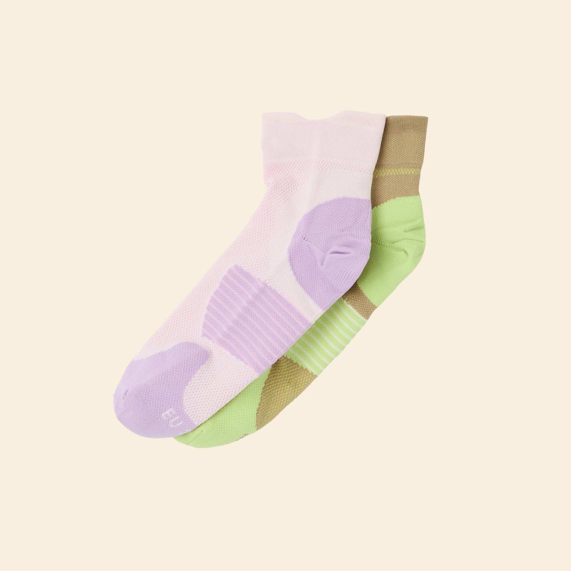 Pack of 2 pairs of high sports socks PURPLE