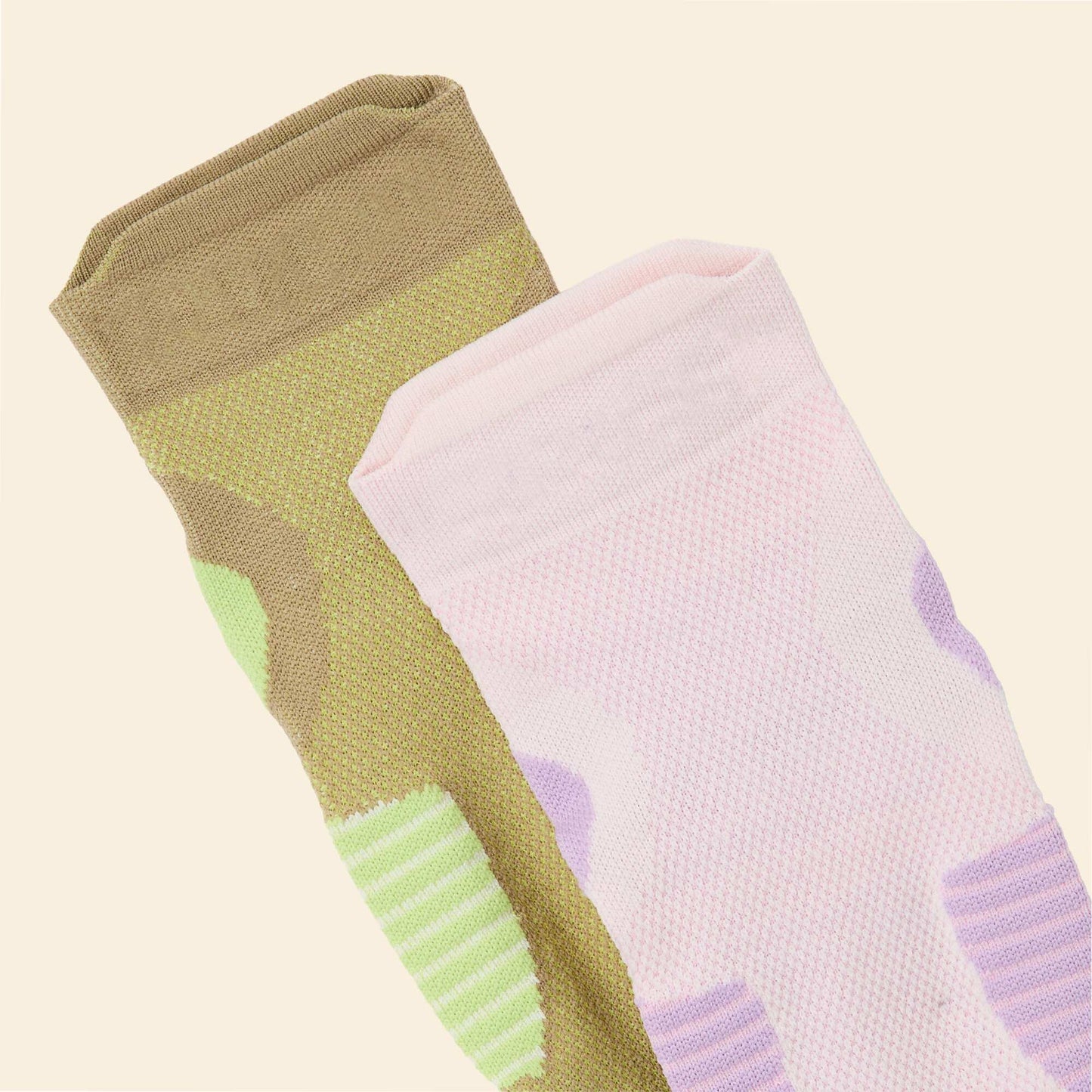 Pack of 2 pairs of high sports socks PURPLE