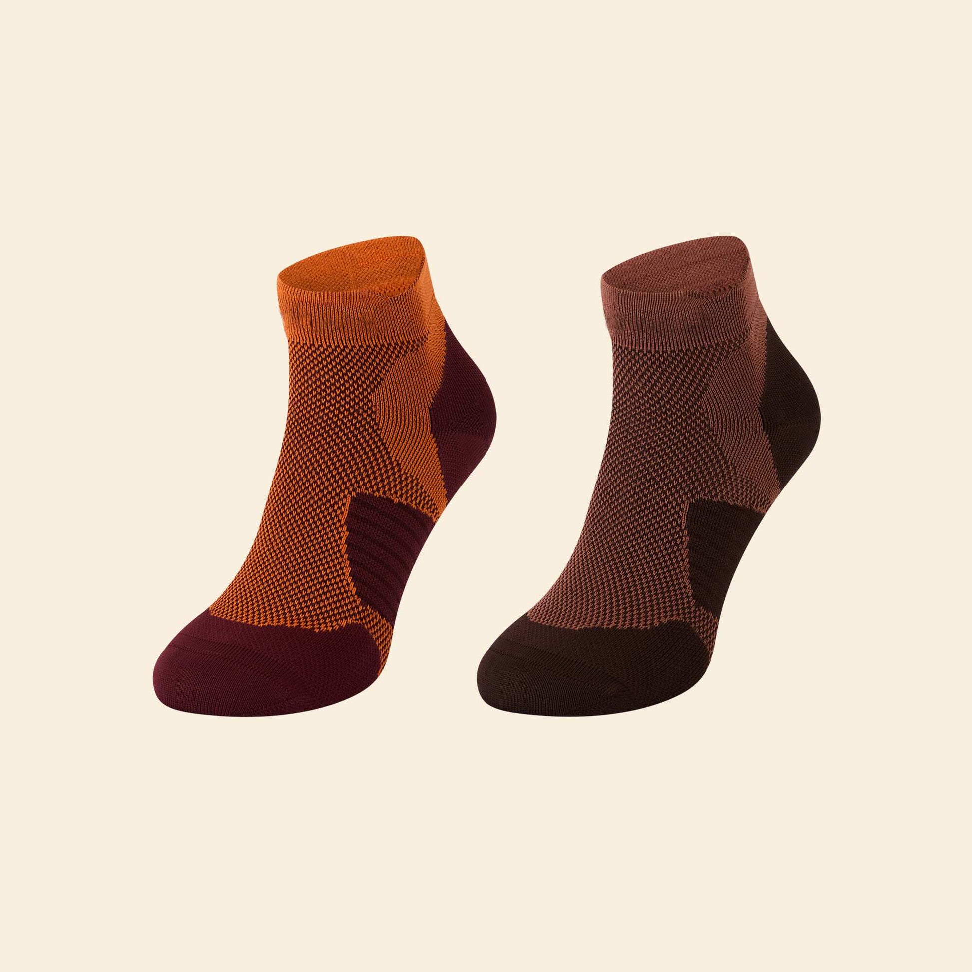 Pack of 2 pairs of high sports socks BROWN
