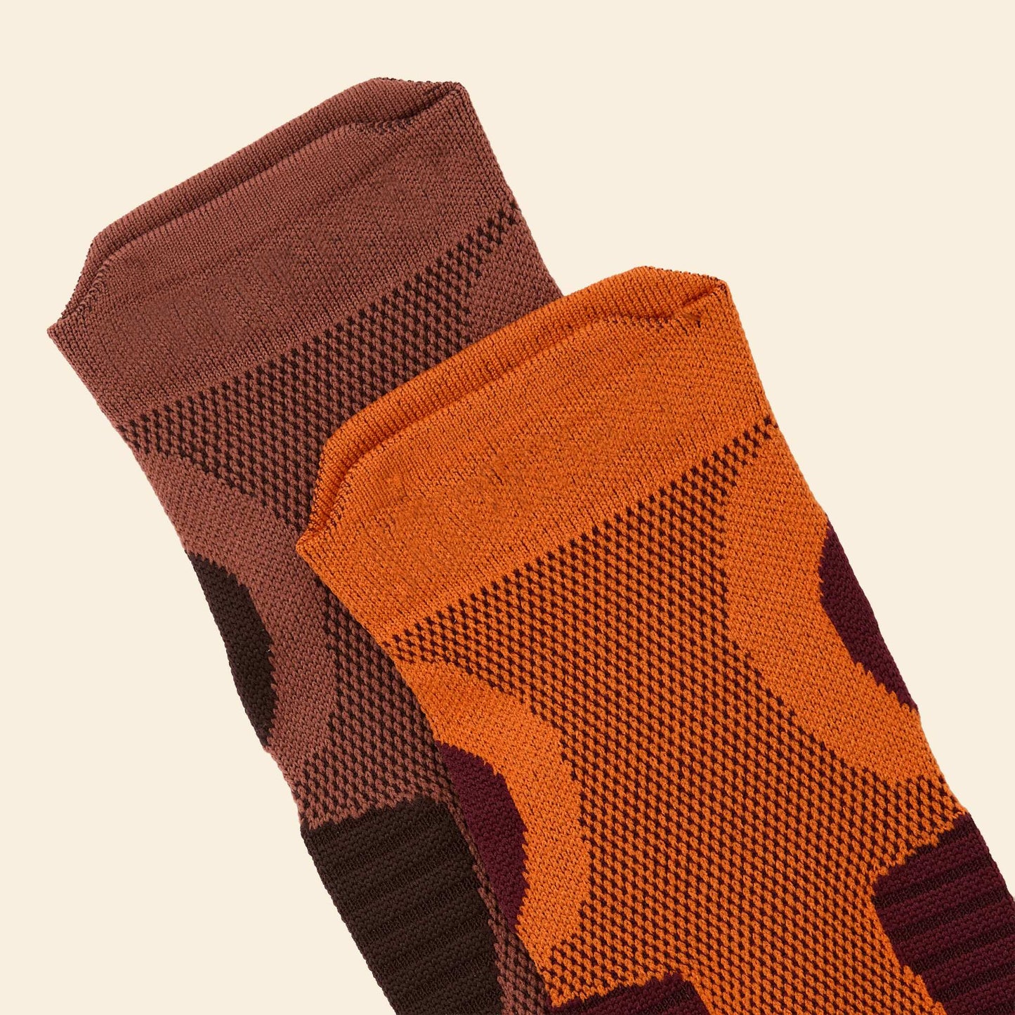Pack of 2 pairs of high sports socks BROWN