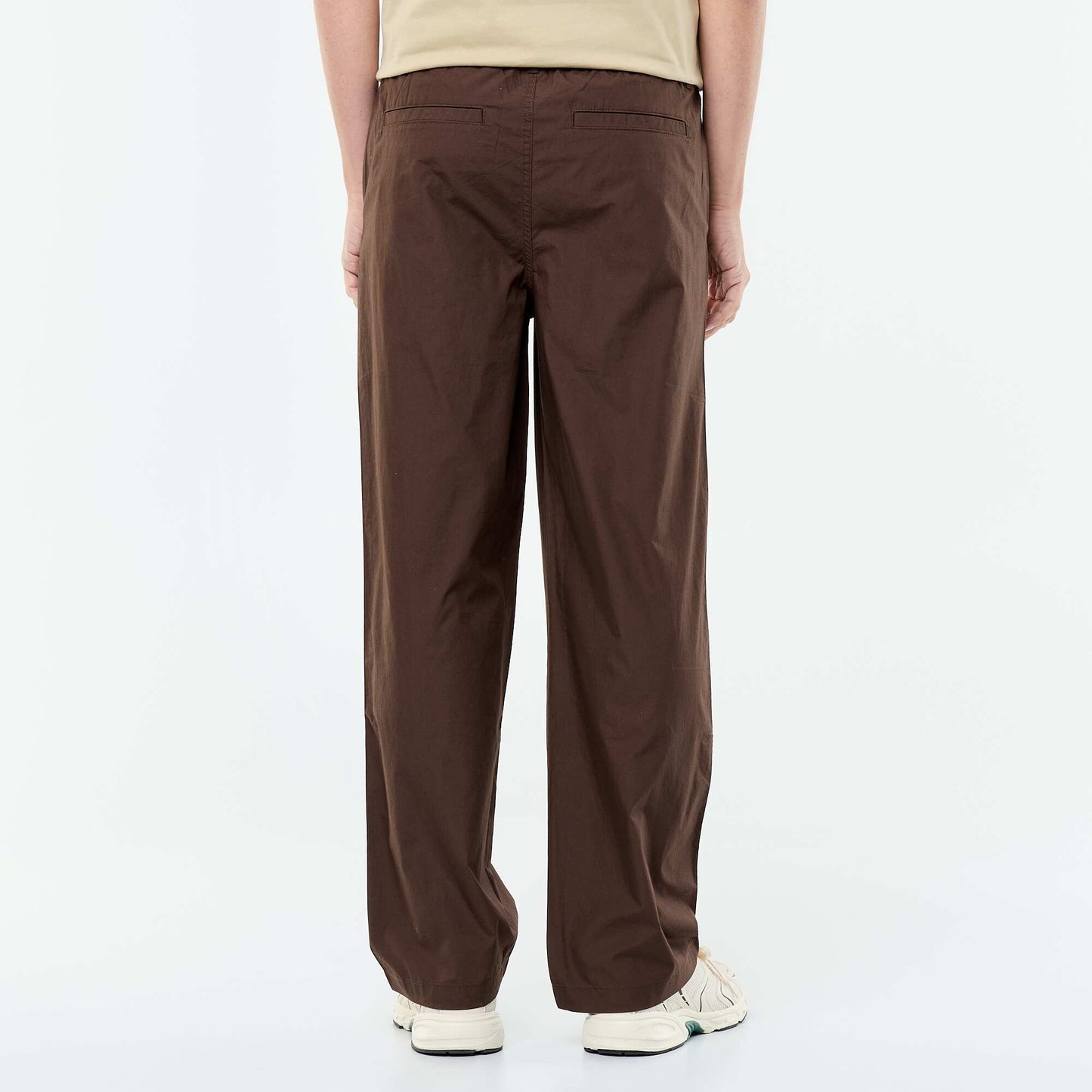 Plain Poplin Wide-Leg Trousers BROWN