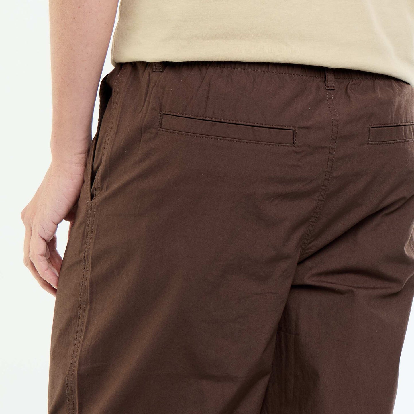 Plain Poplin Wide-Leg Trousers BROWN