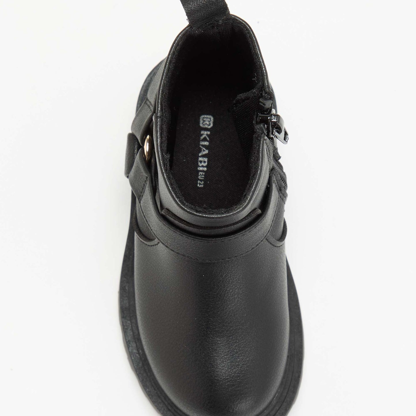 Faux leather biker strap boots BLACK
