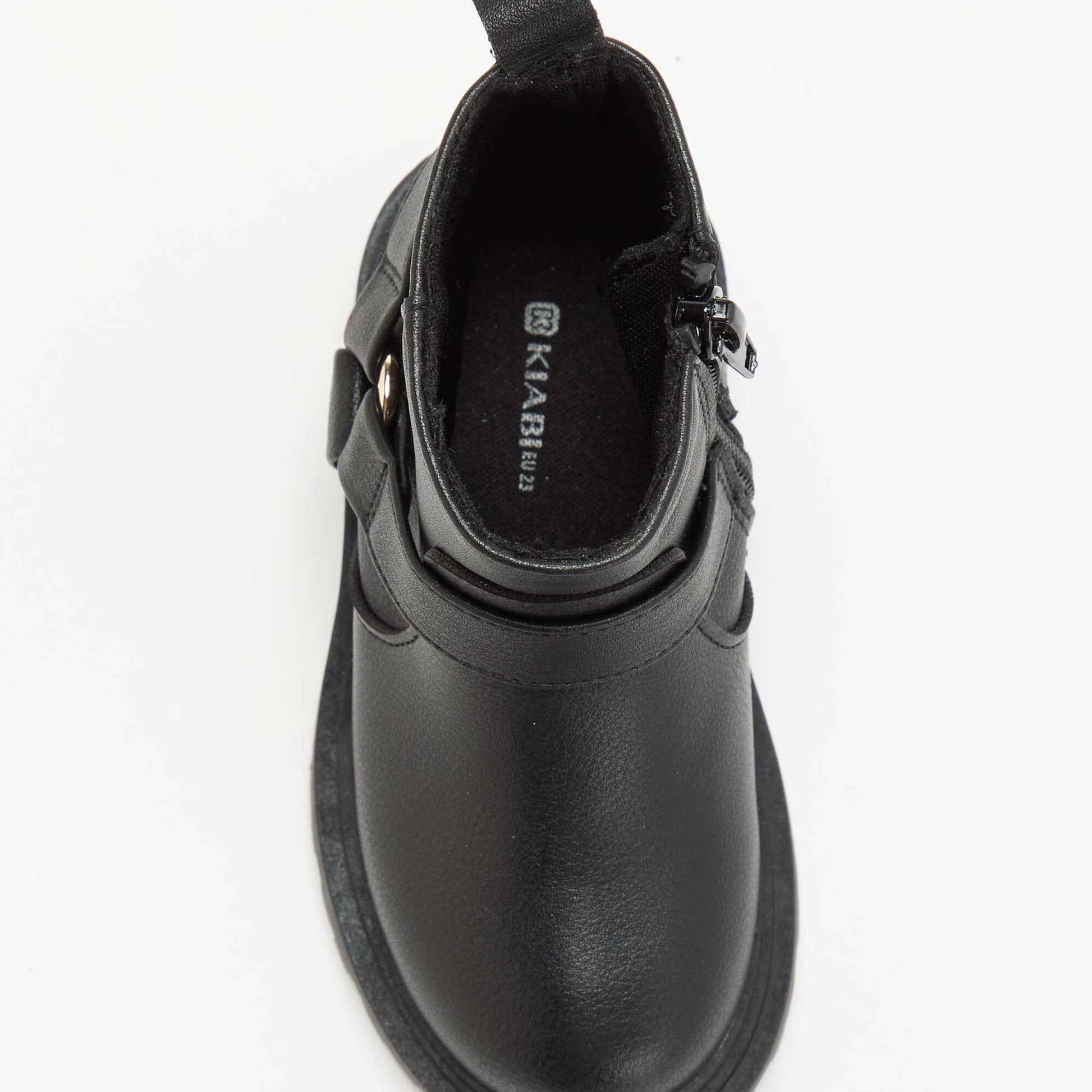 Faux leather biker strap boots BLACK