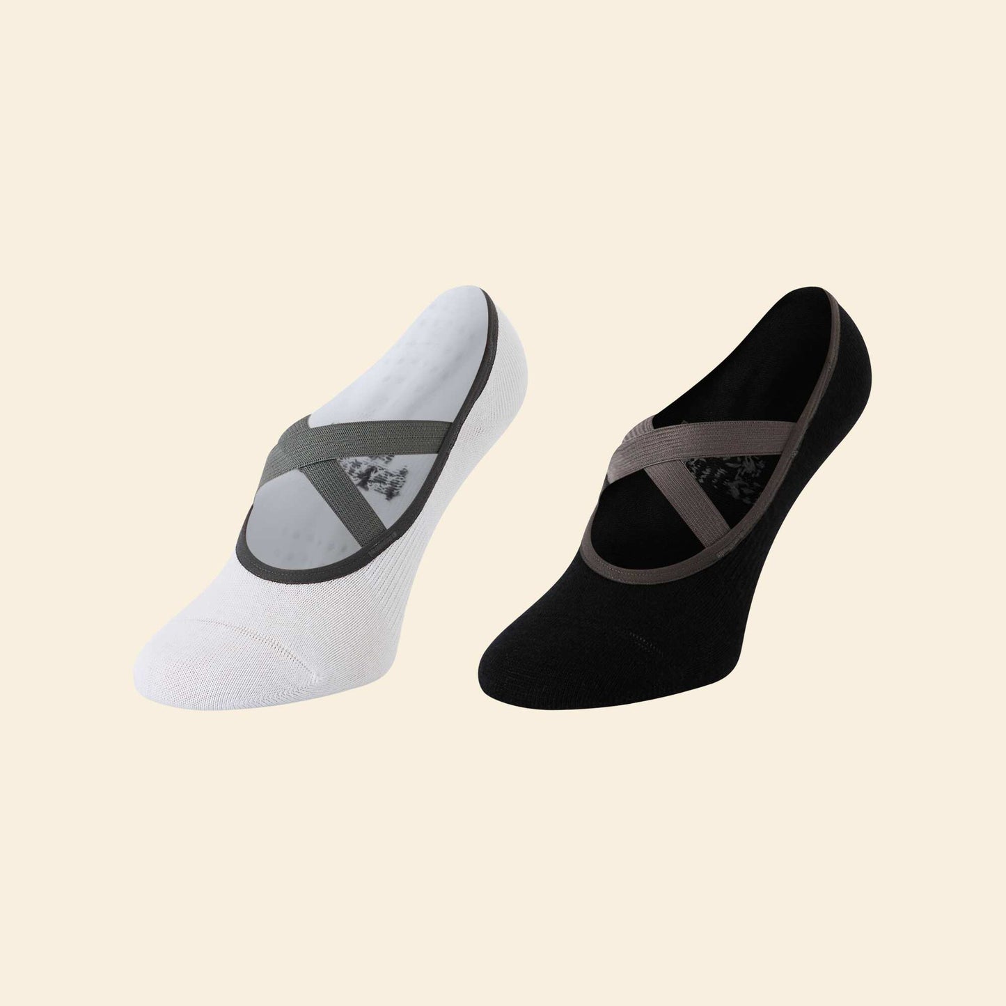 Pack of 2 pairs of yoga ankle socks BLACK