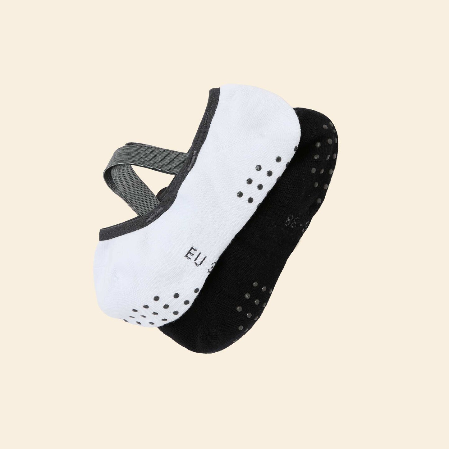 Pack of 2 pairs of yoga ankle socks BLACK