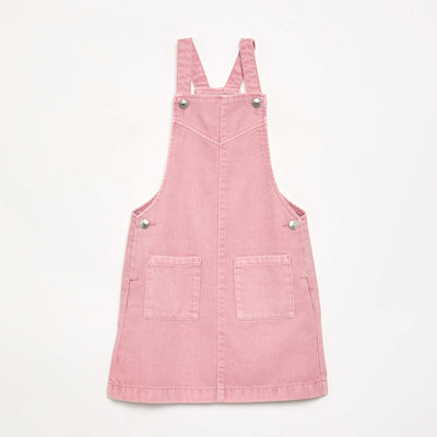Solid Twill Pinafore Dress PINK